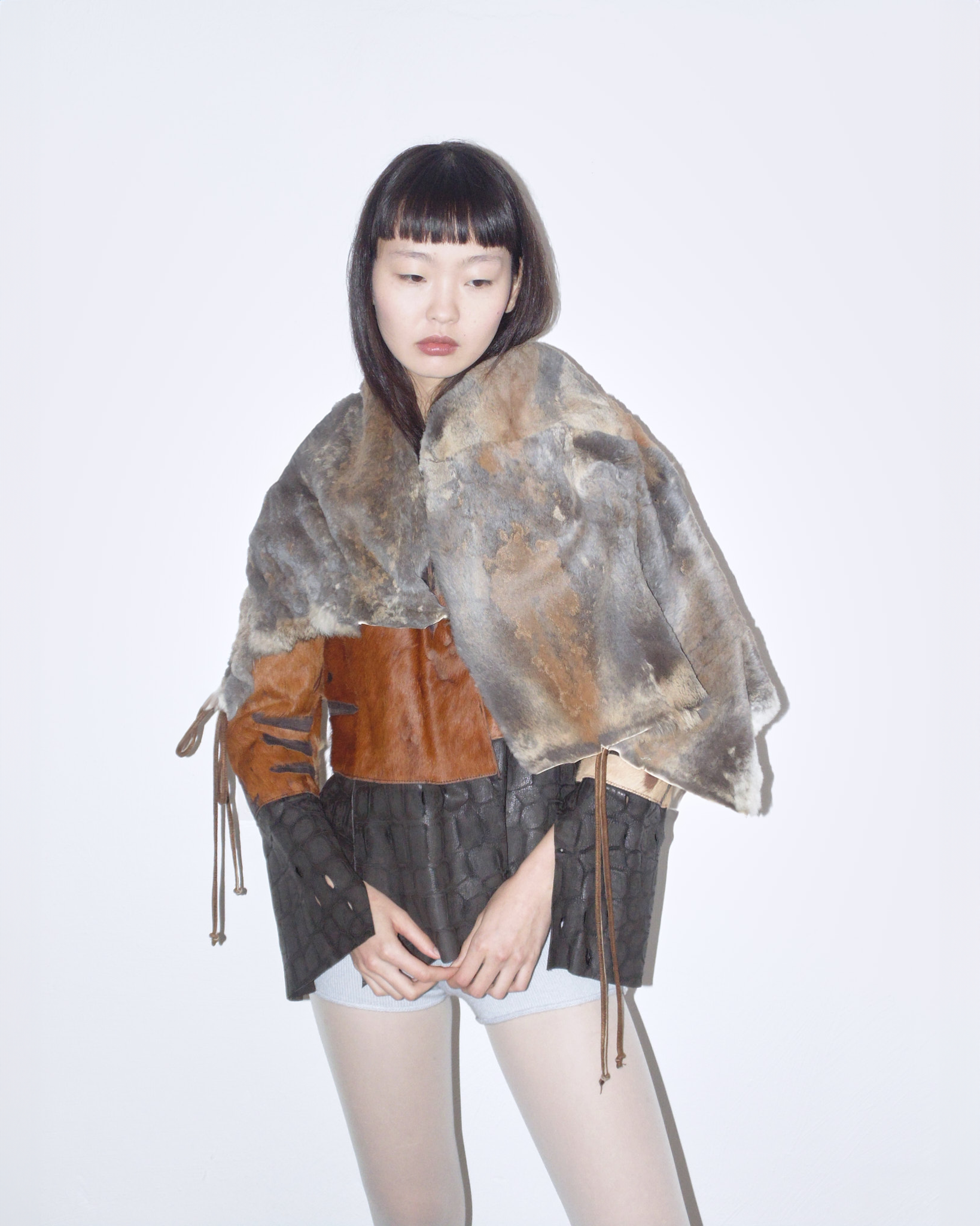 patchwork leather fur jacket ツギハギ V系 y2k raw cut leather and fur patchwork jacket – ANEMONIA