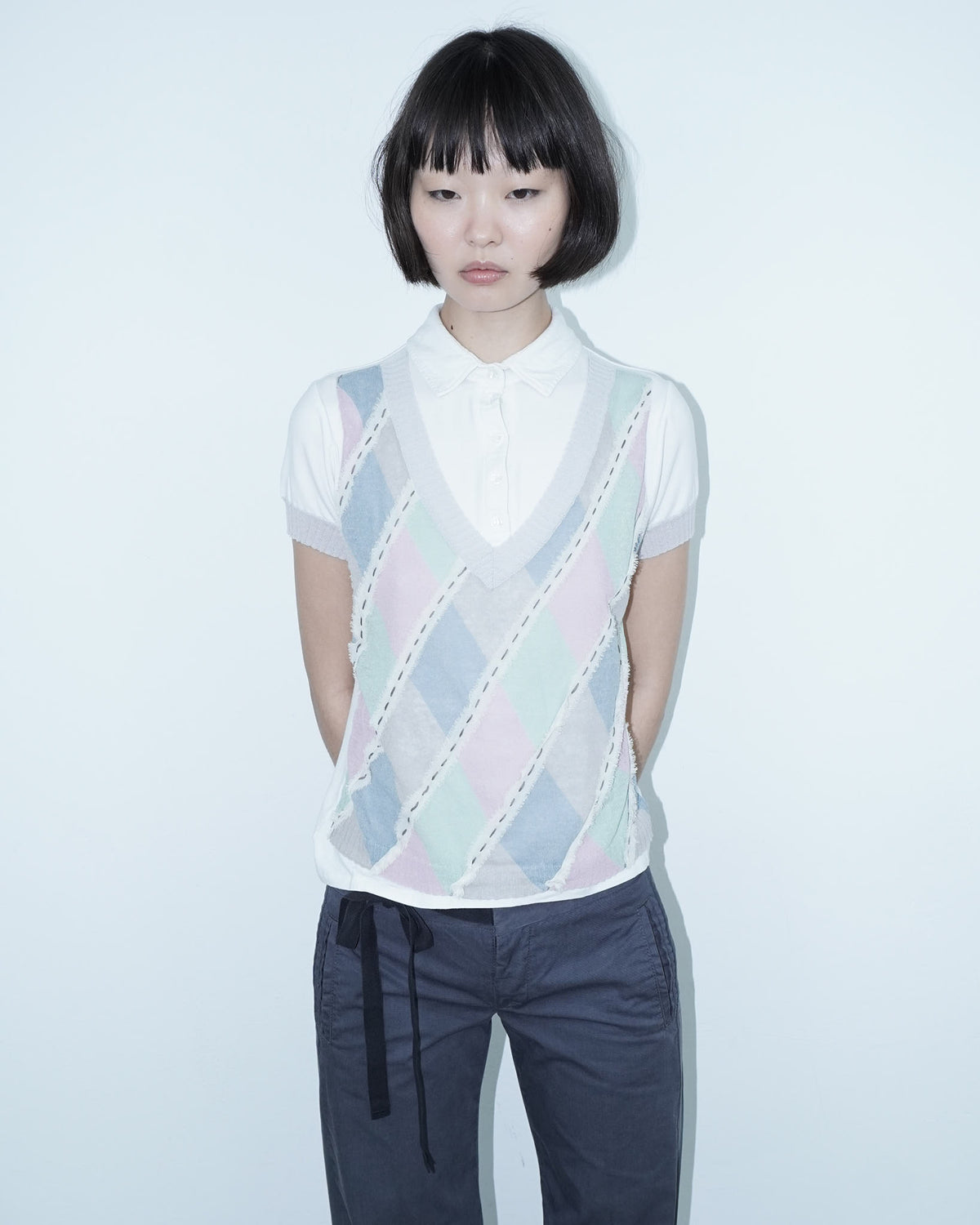 cotton polo with argile see-through detail