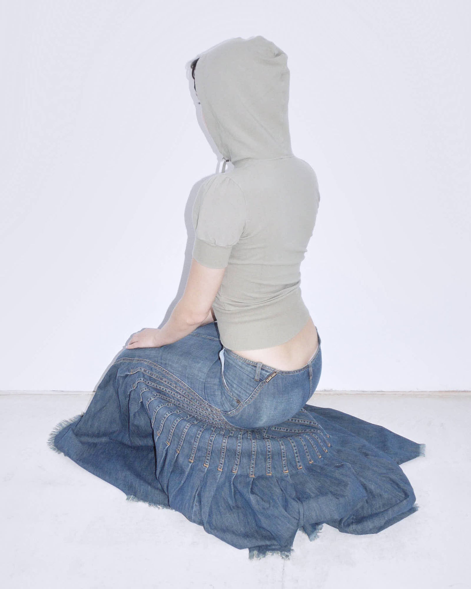 flared denim maxi skirt