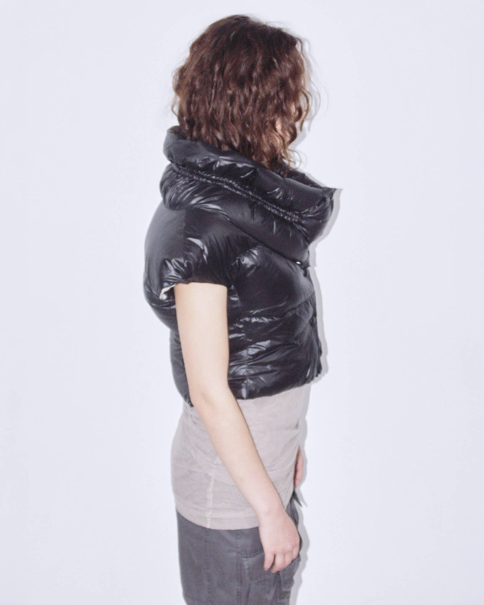 cropped button-up puffer vest