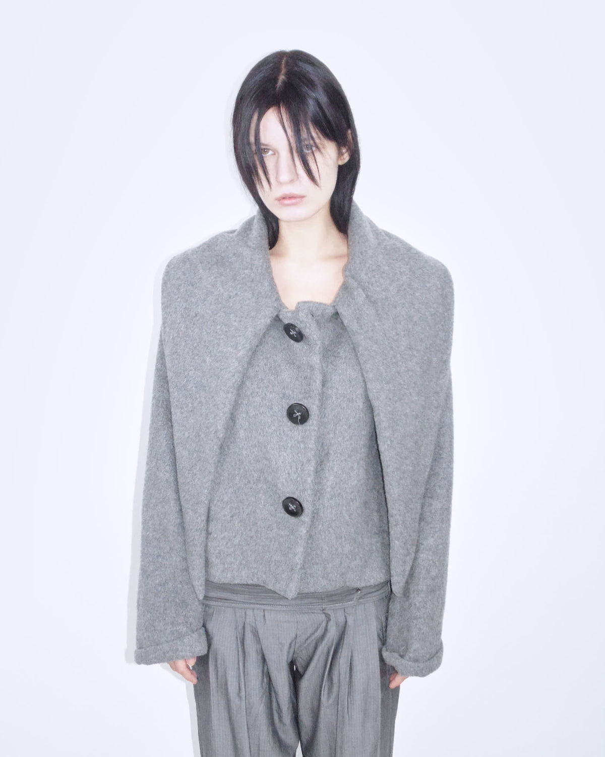 wool oversized jacket with scarf