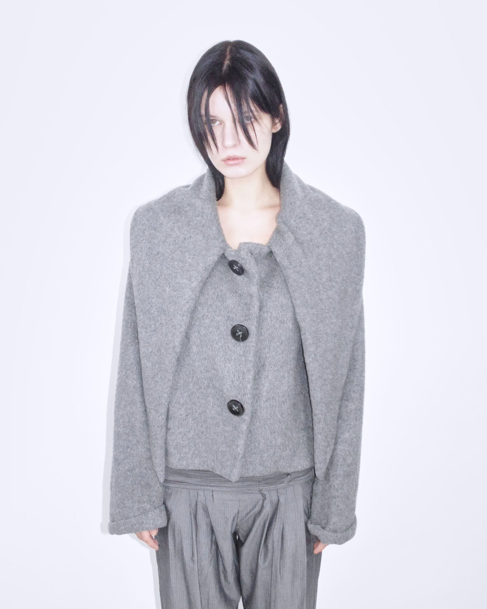 wool oversized jacket with scarf