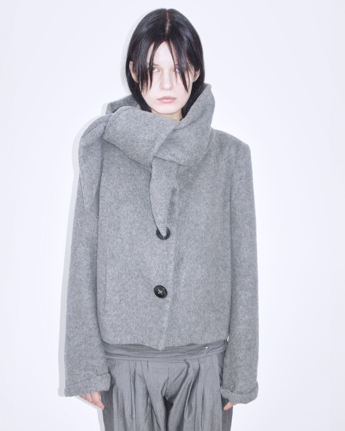 wool oversized jacket with scarf