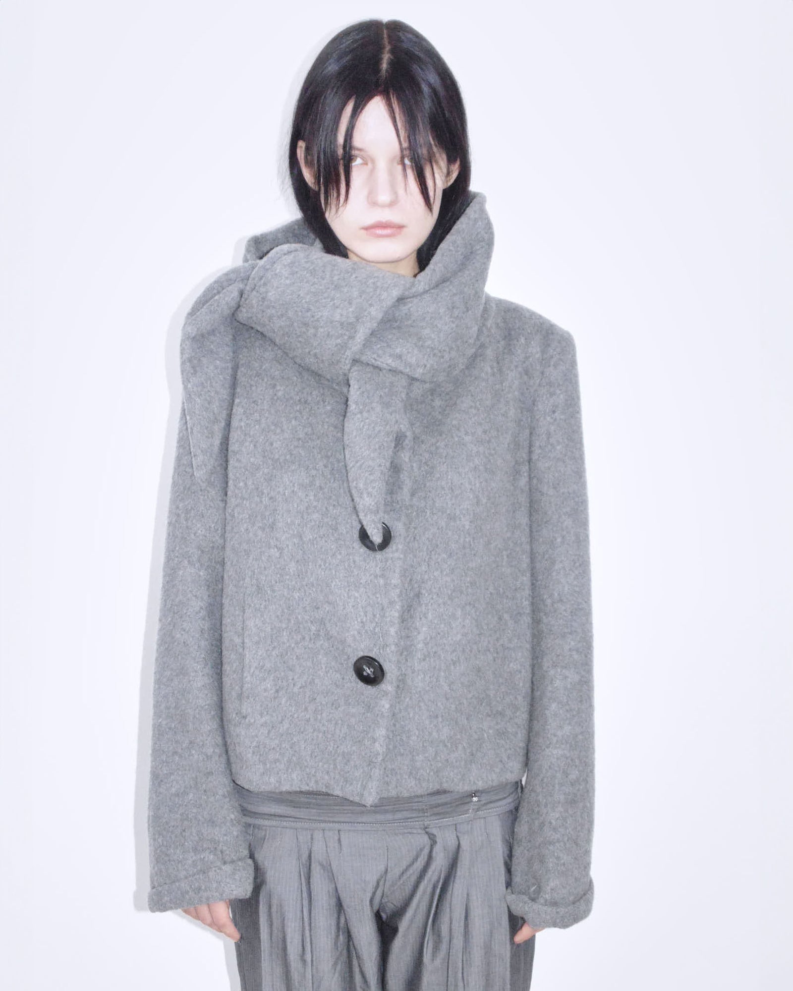 wool oversized jacket with scarf