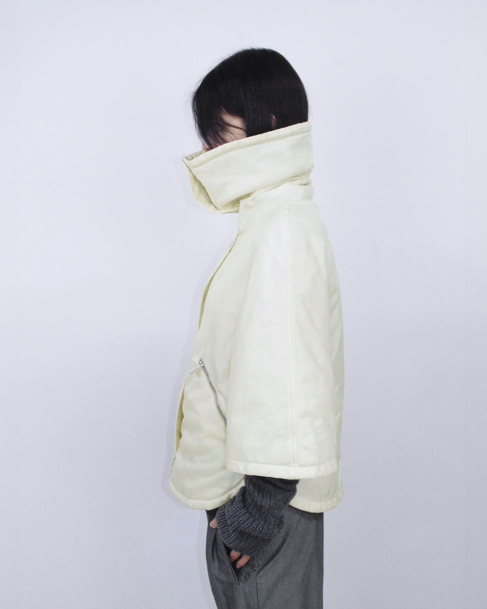 butter yellow puffer poncho