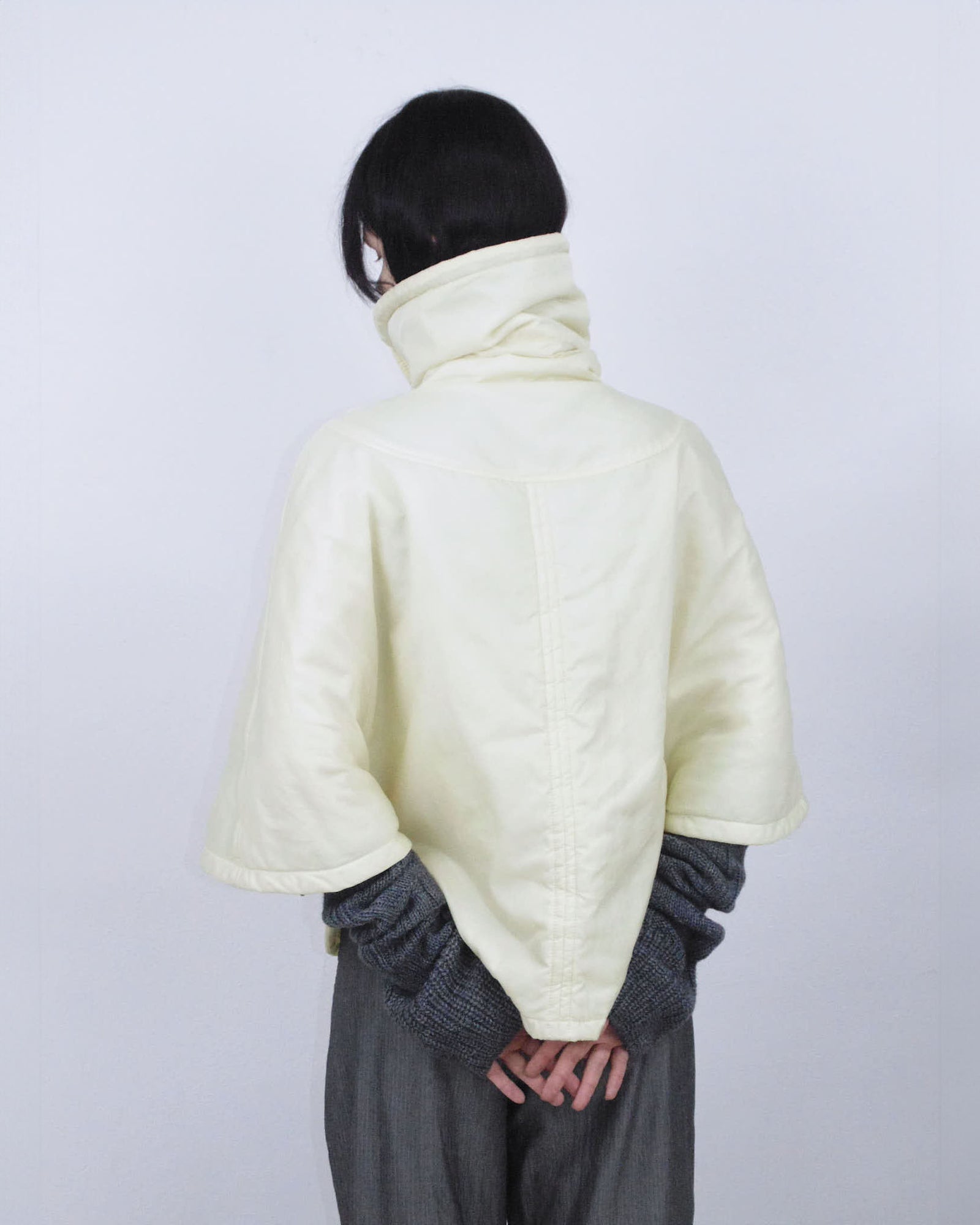 butter yellow puffer poncho