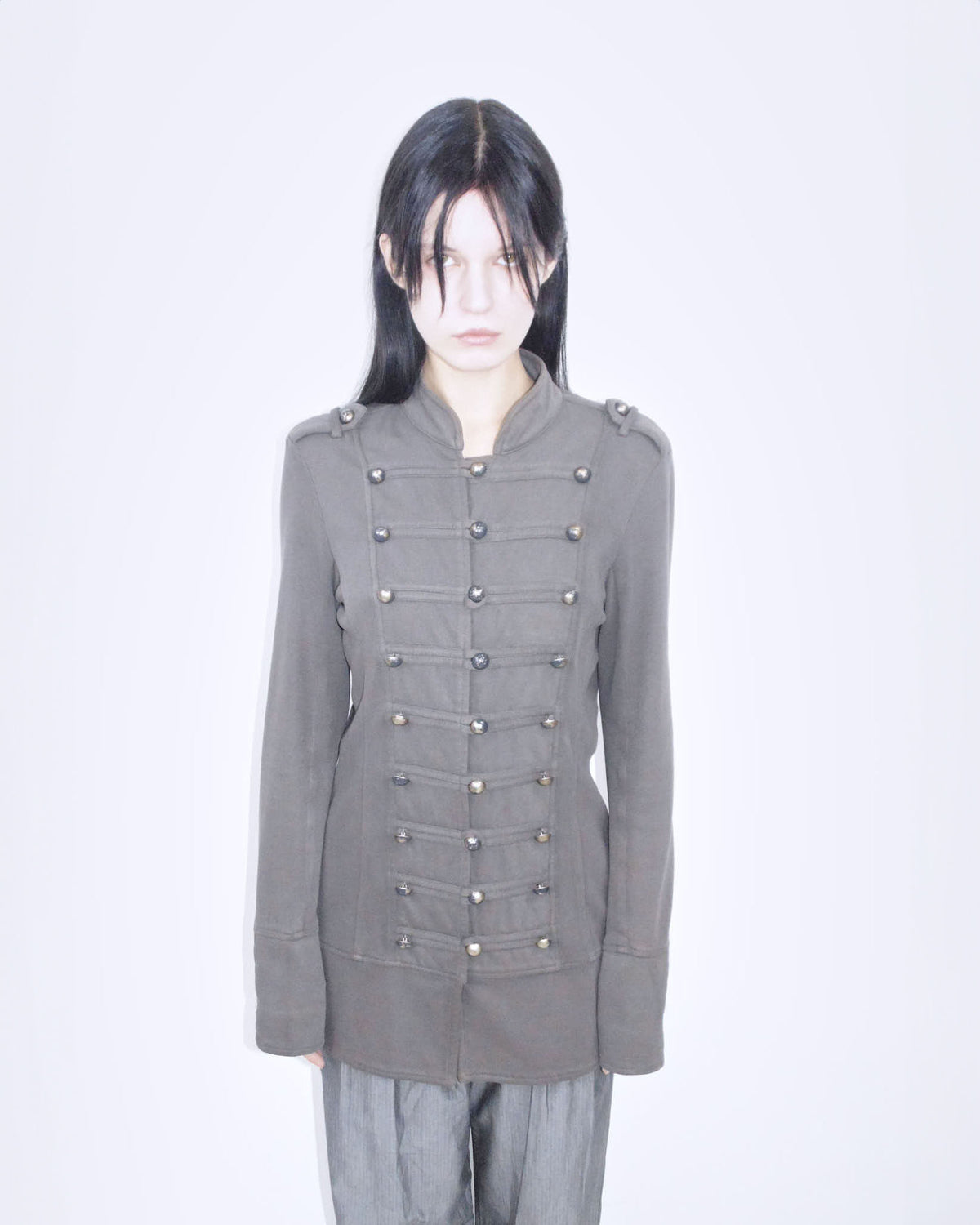 oversized dove gray cotton napoleon jacket