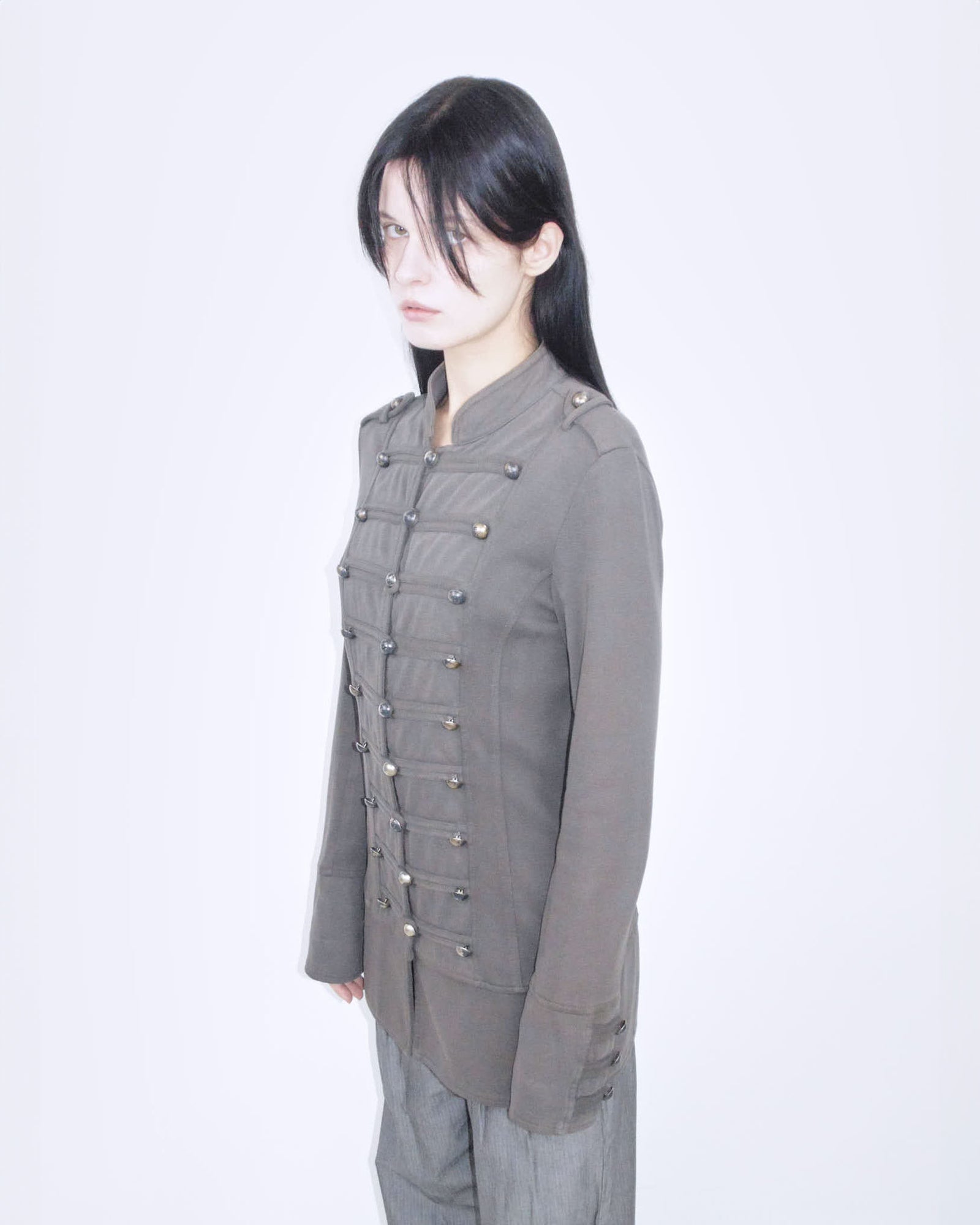 oversized dove gray cotton napoleon jacket
