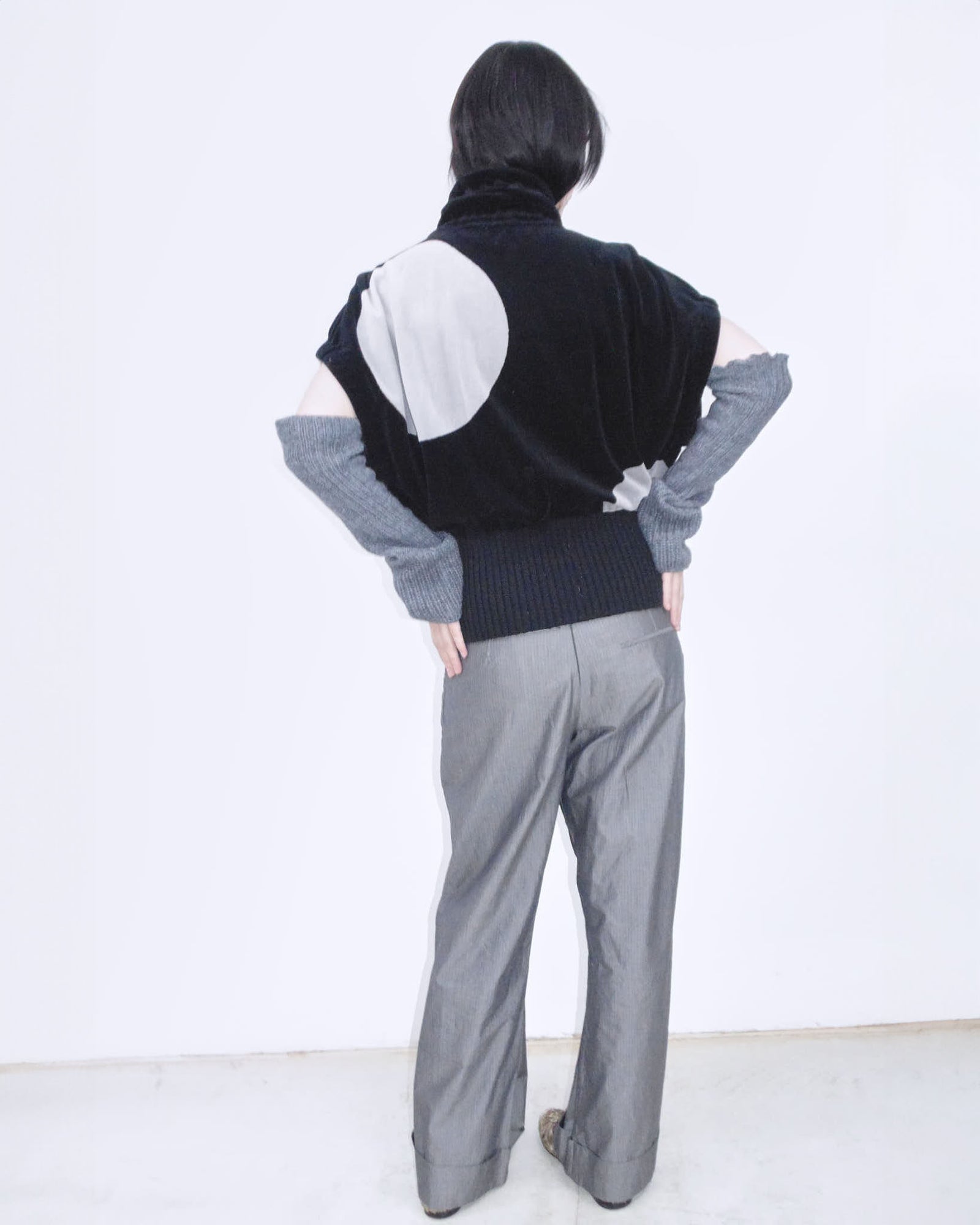 polka dot oversized double zipper top