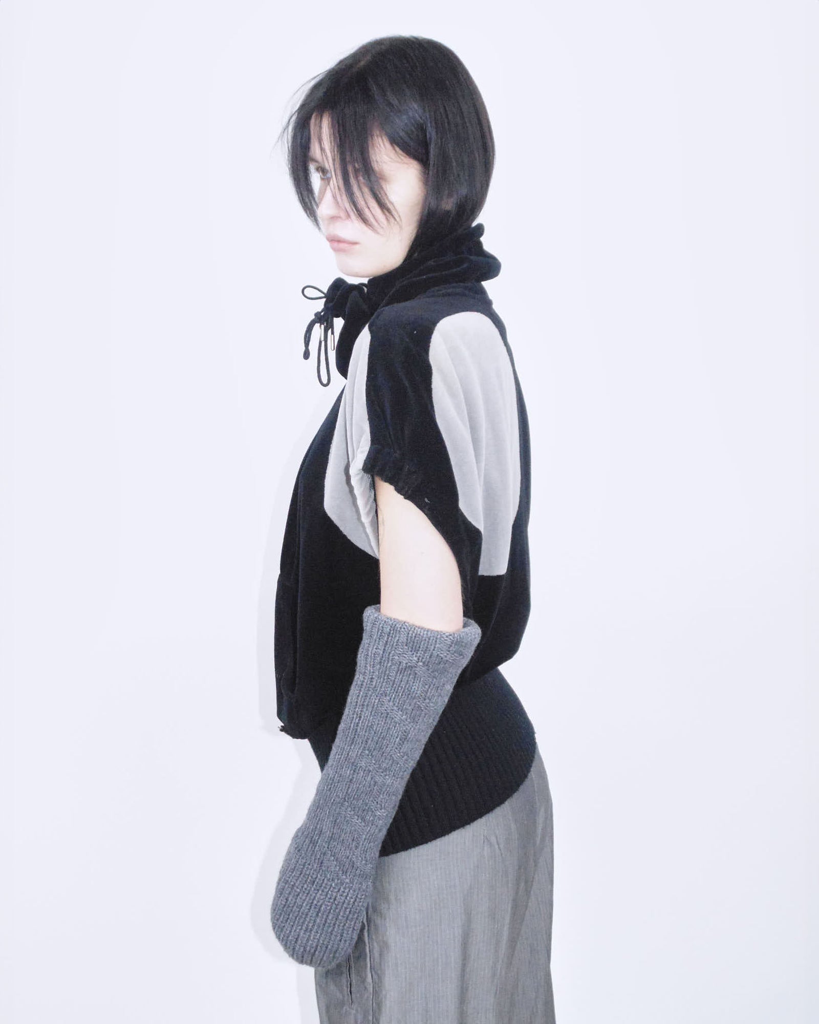 polka dot oversized double zipper top
