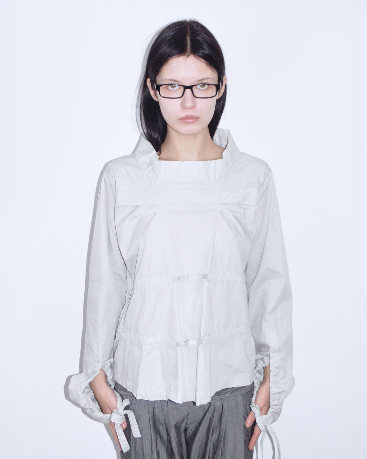 pearl gray adjustable oversized shirt