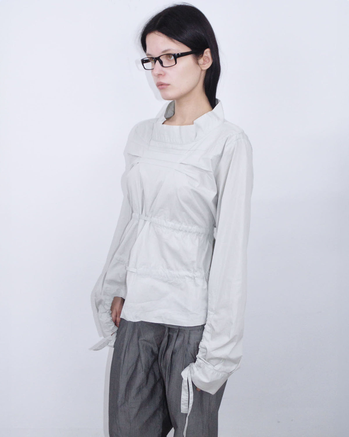 pearl gray adjustable oversized shirt