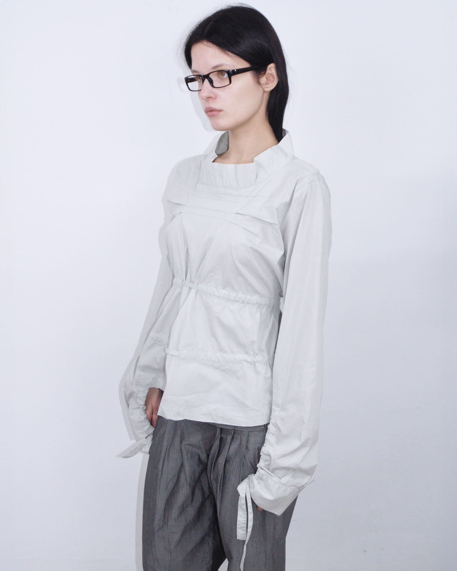 pearl gray adjustable oversized shirt