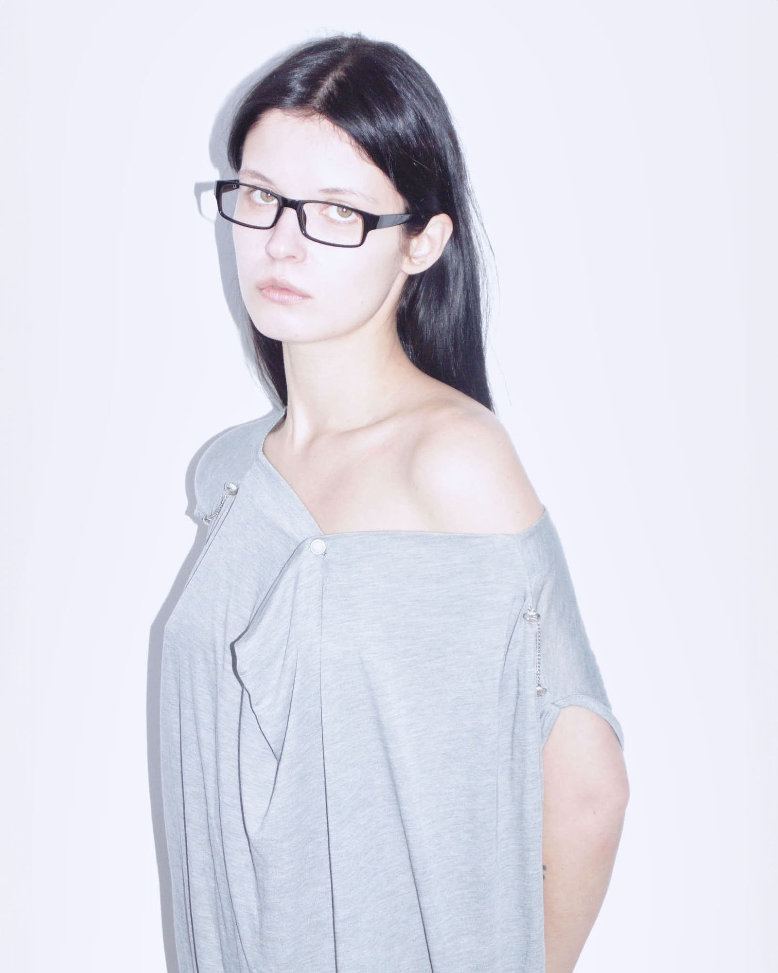 gray slouchy mini dress