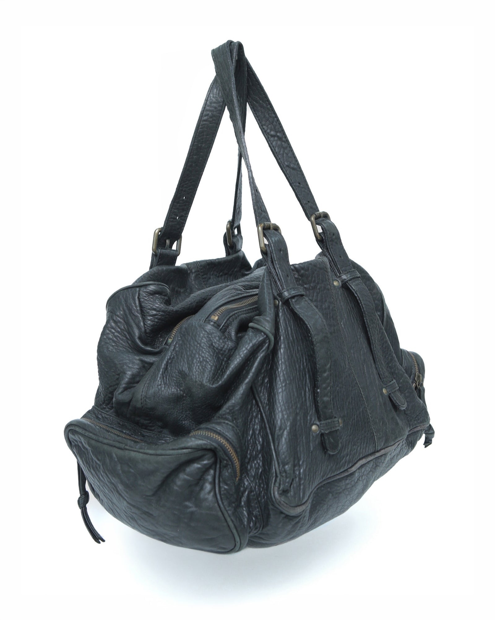 maxi multipocket leather cargo bag