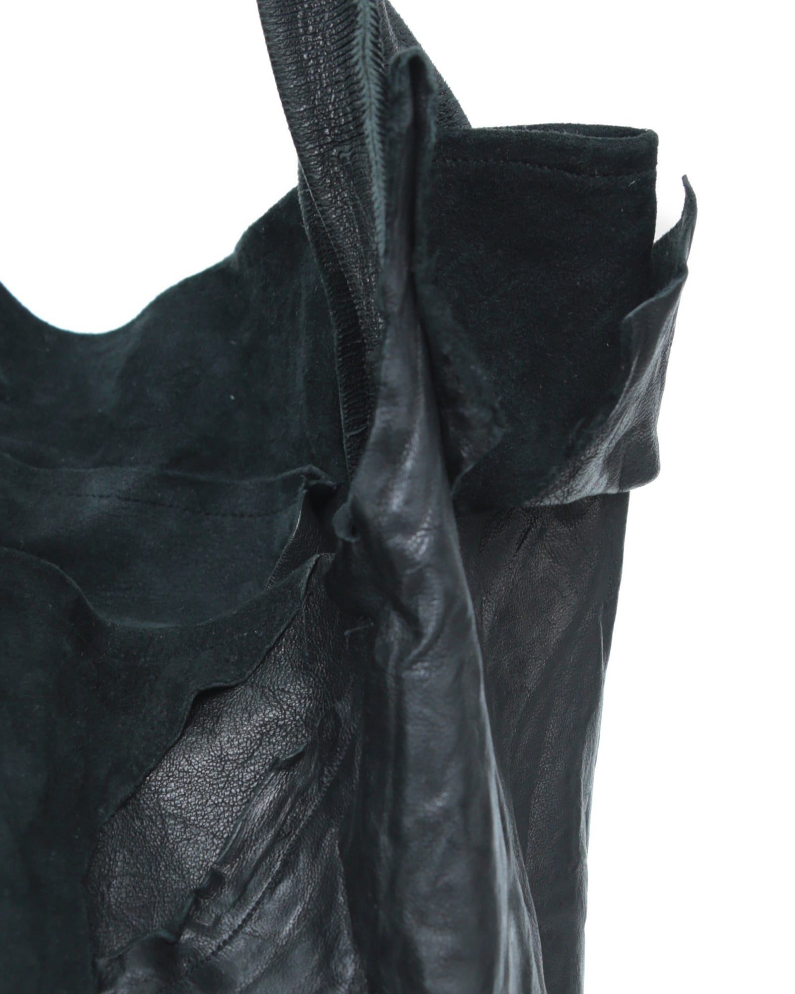 large multi texture black leather tote  bag