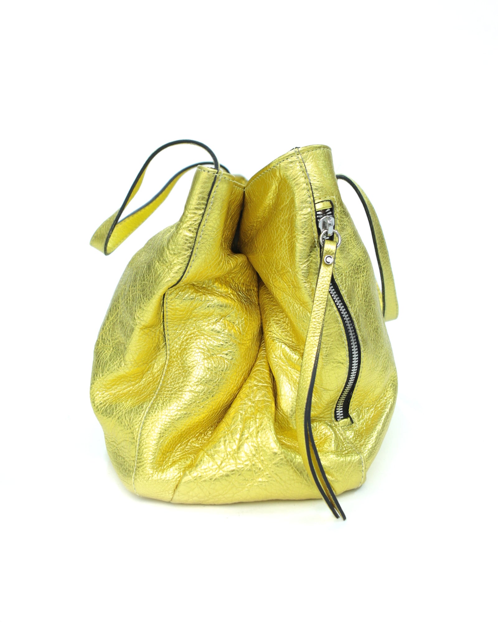 golden zipper leather bag