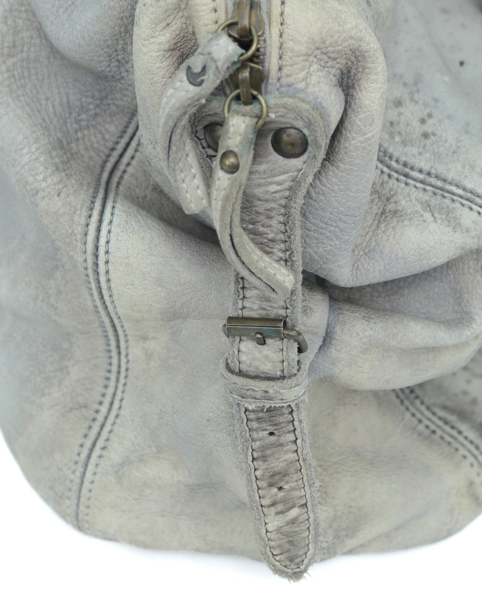 large washed taupe soft leather bag