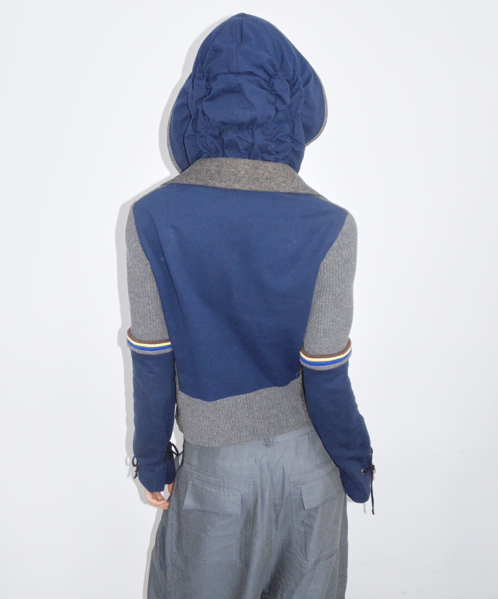 sporty blazer with ruched hood