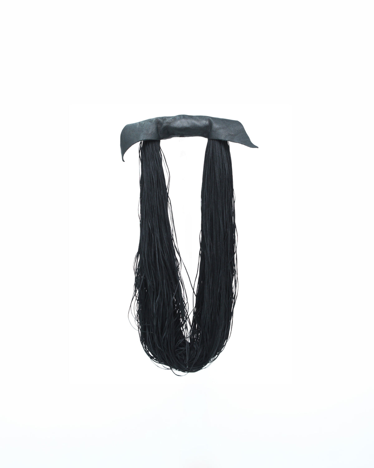 leather and silk black fringe necklace