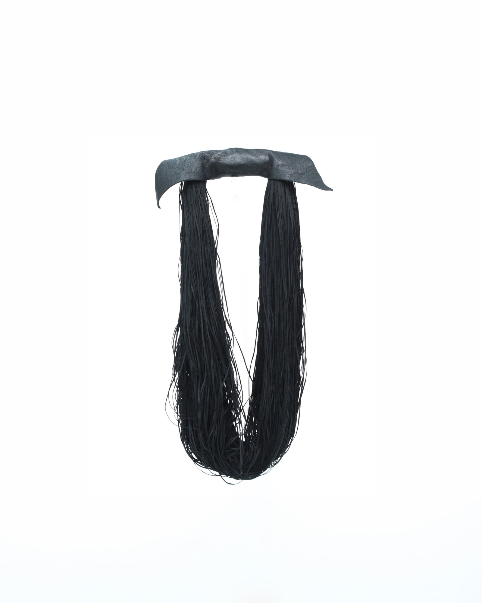 leather and silk black fringe necklace