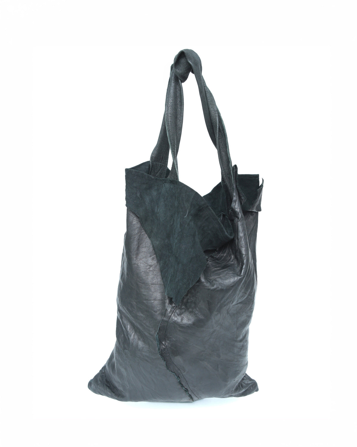 large multi texture black leather tote  bag