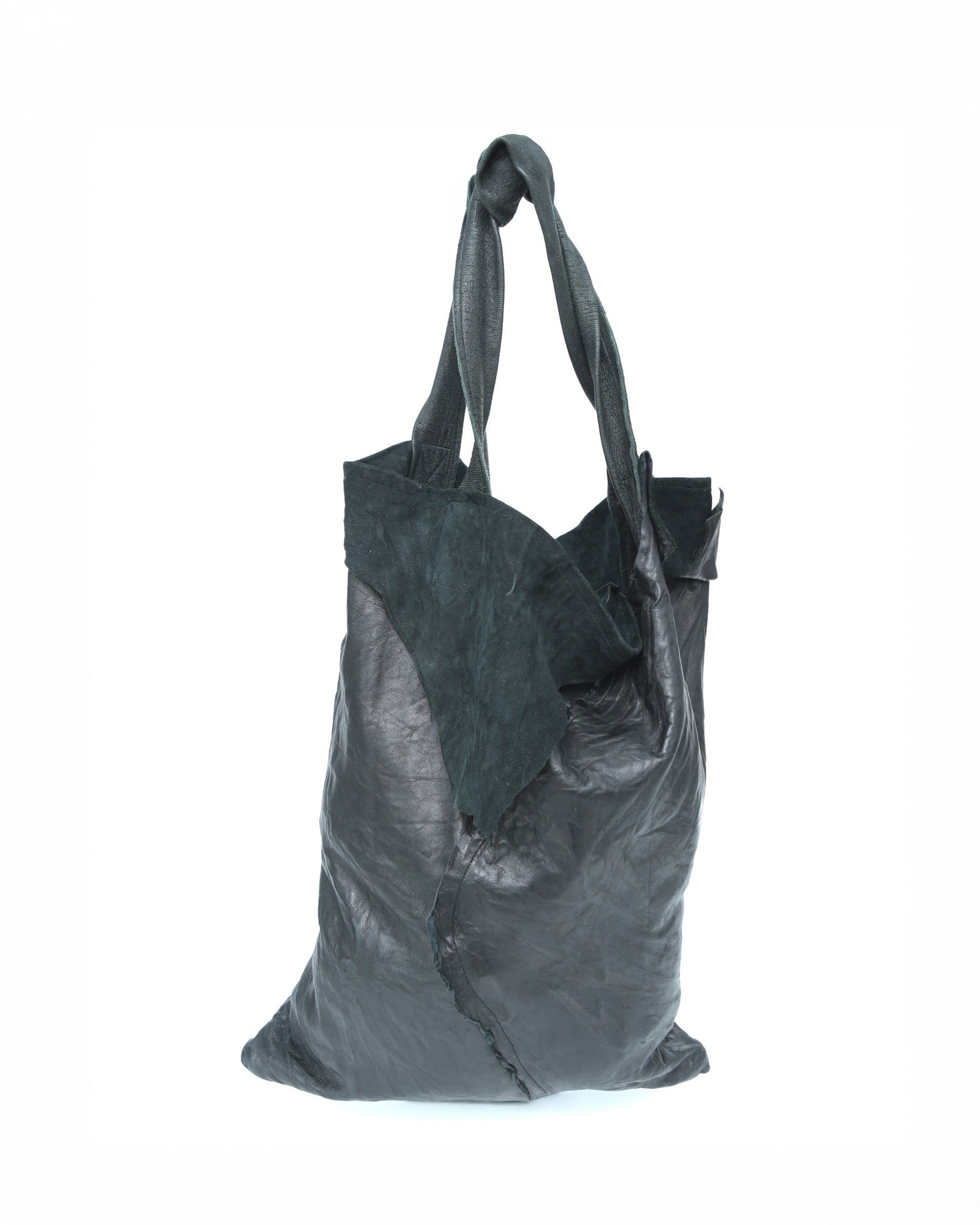 large multi texture black leather tote  bag