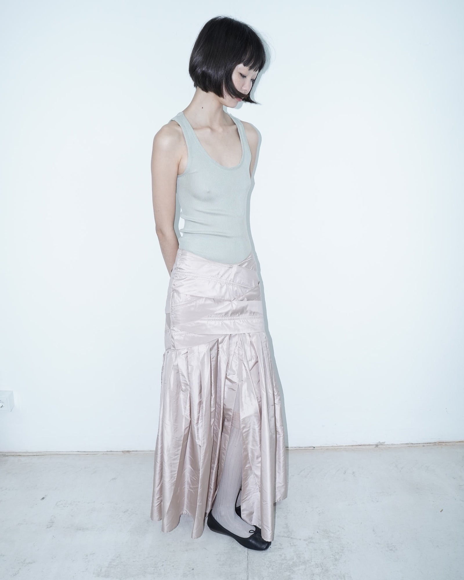 pure silk rose maxi skirt