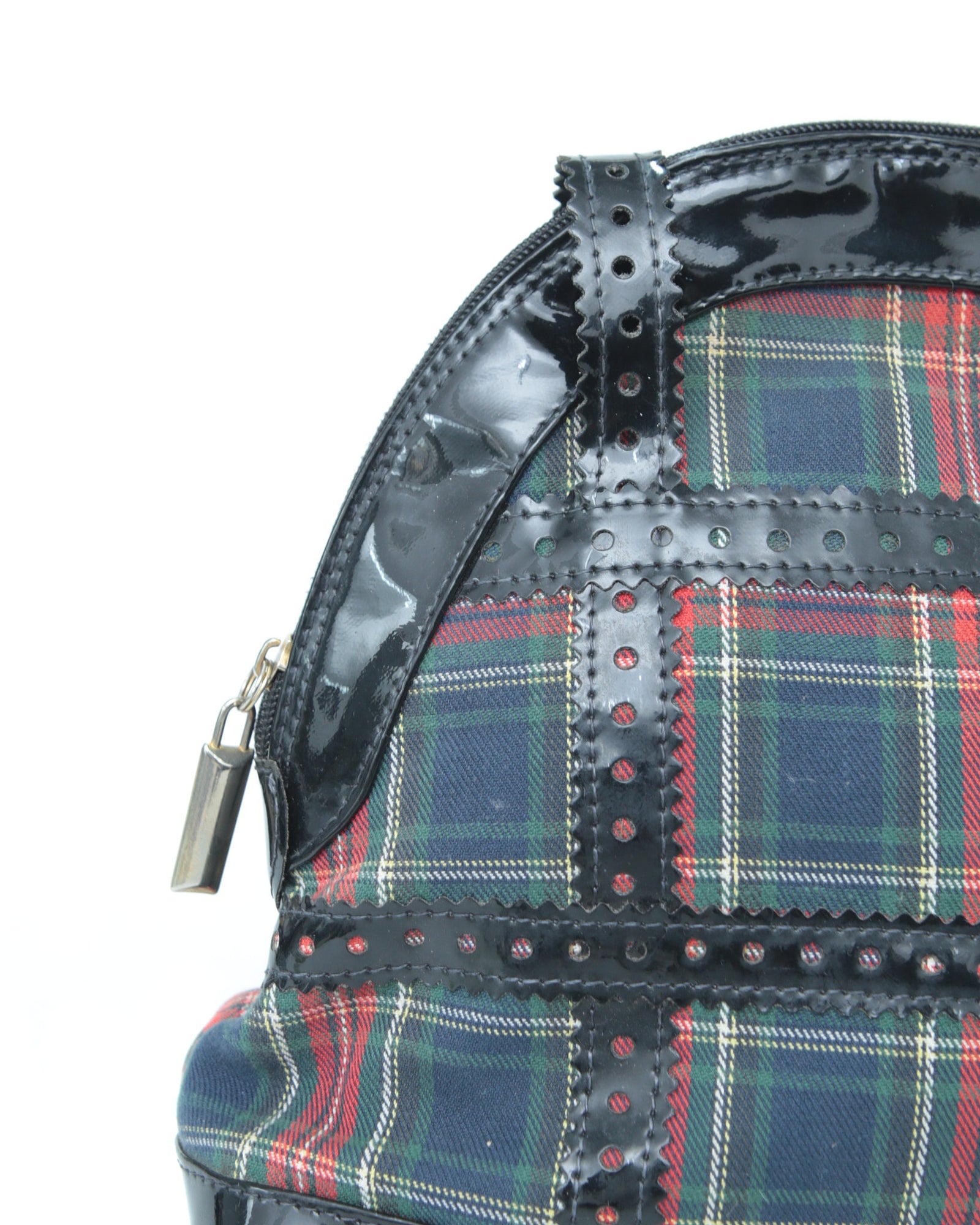 small checkered bag with patent shiny leather