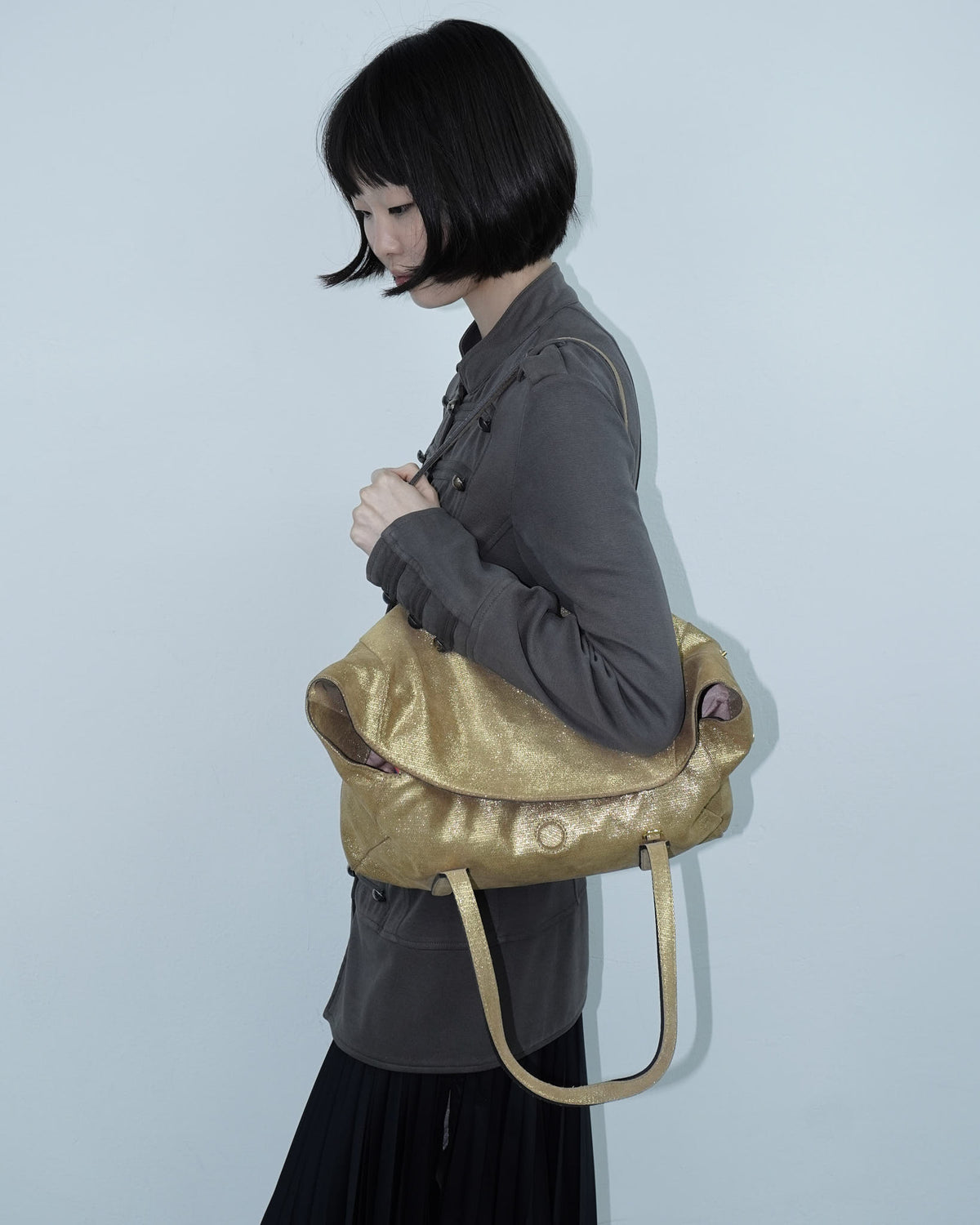 maxi golden flap bag