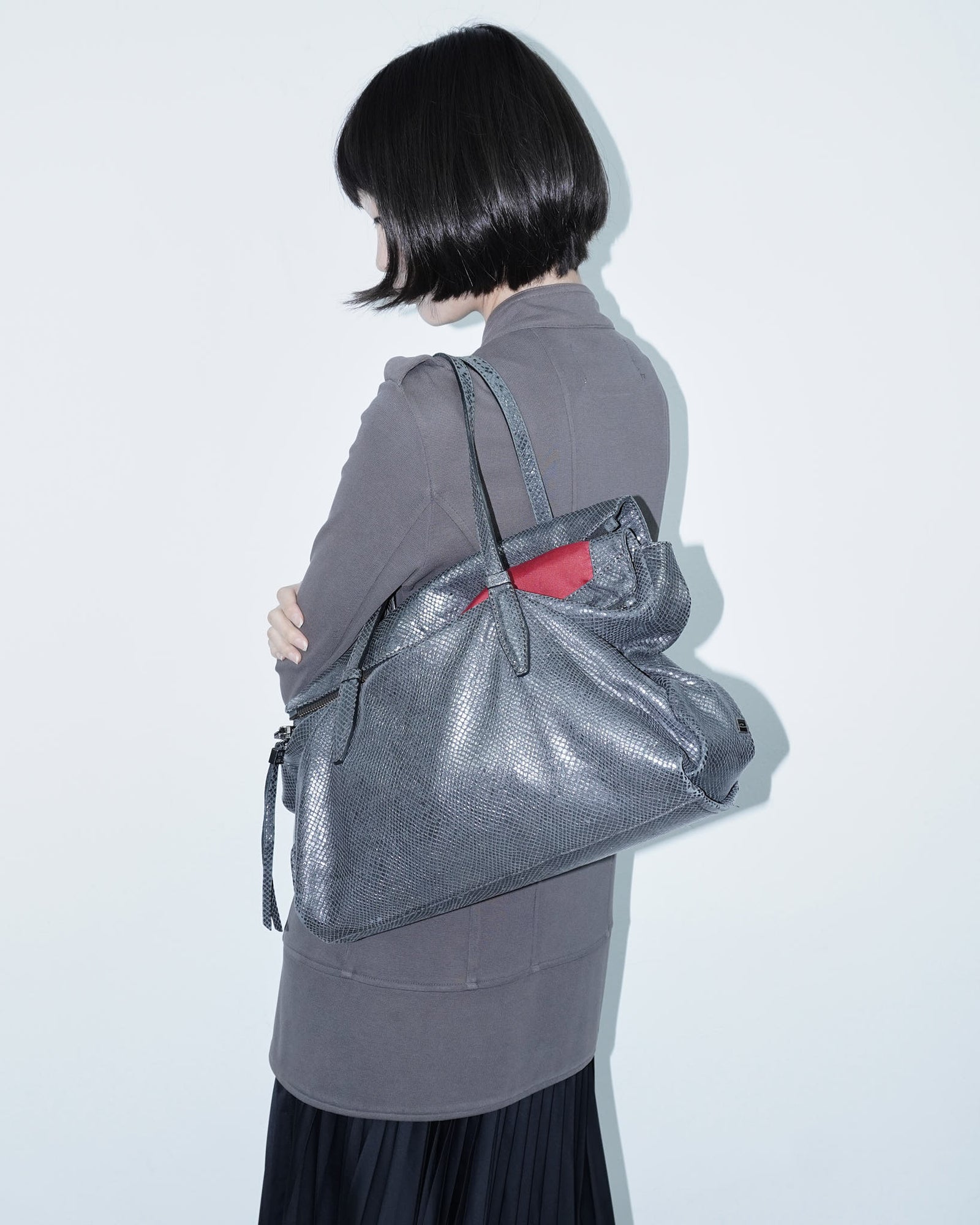 maxi silver leather flap bag
