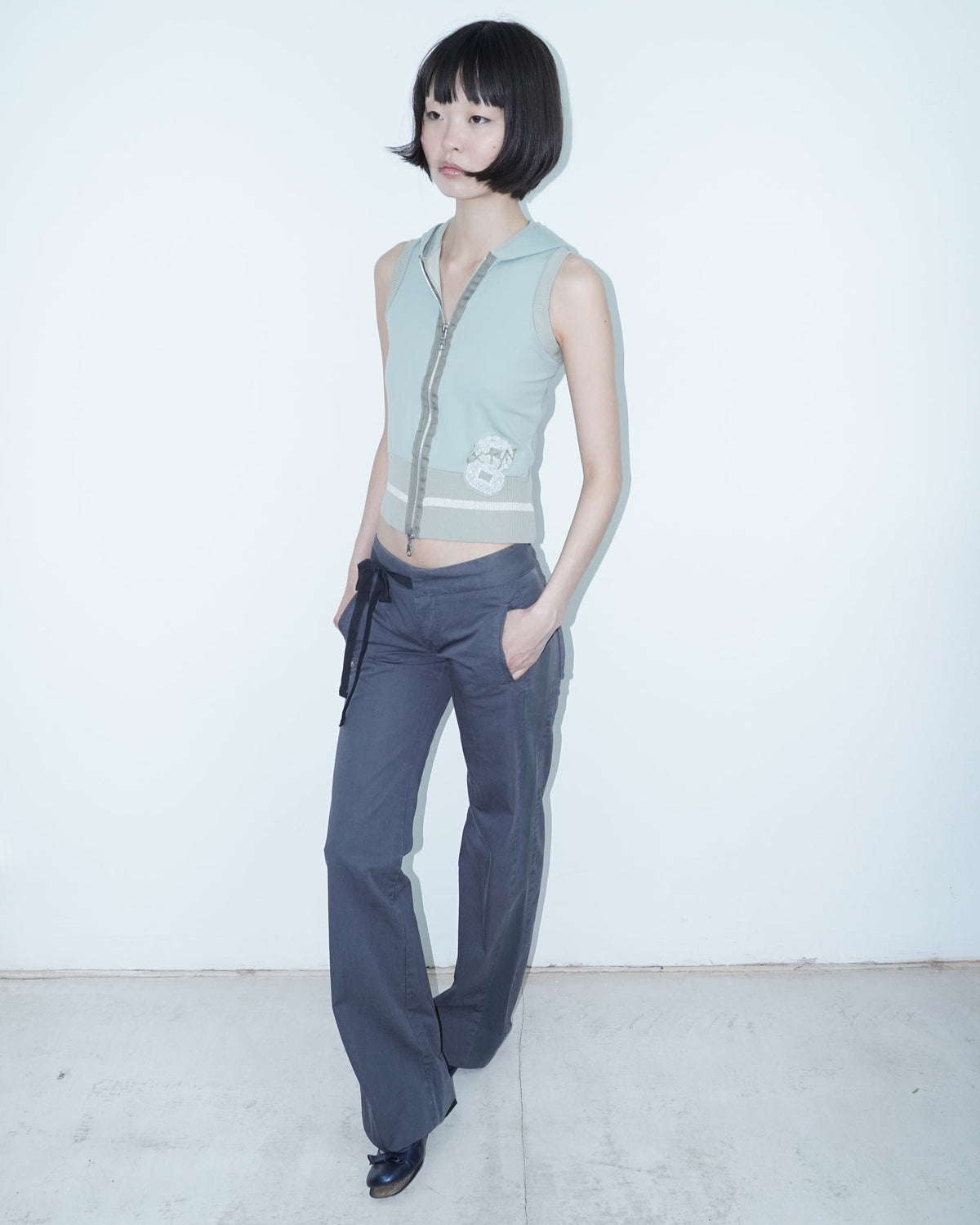 mint hooded vest top