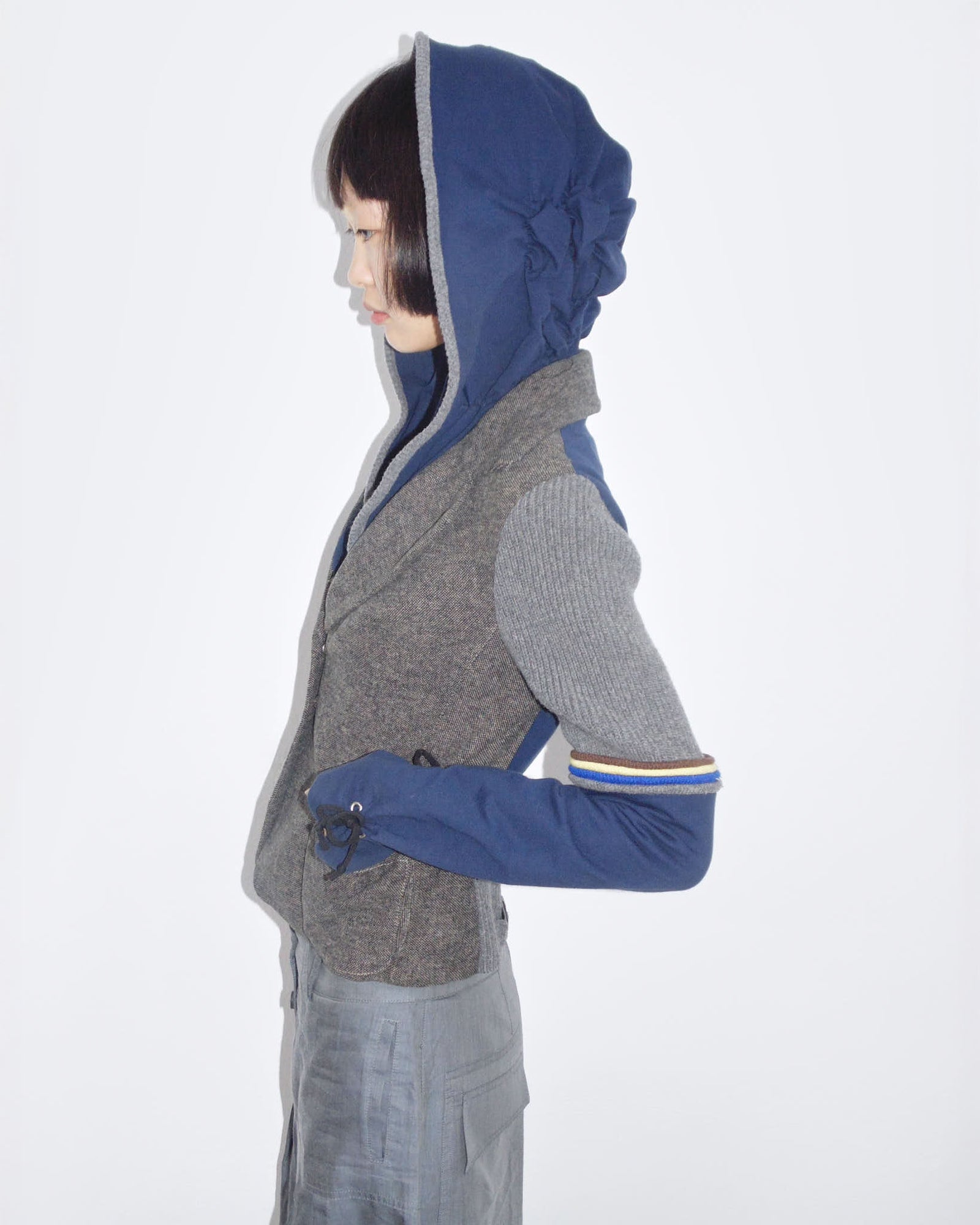 sporty blazer with ruched hood