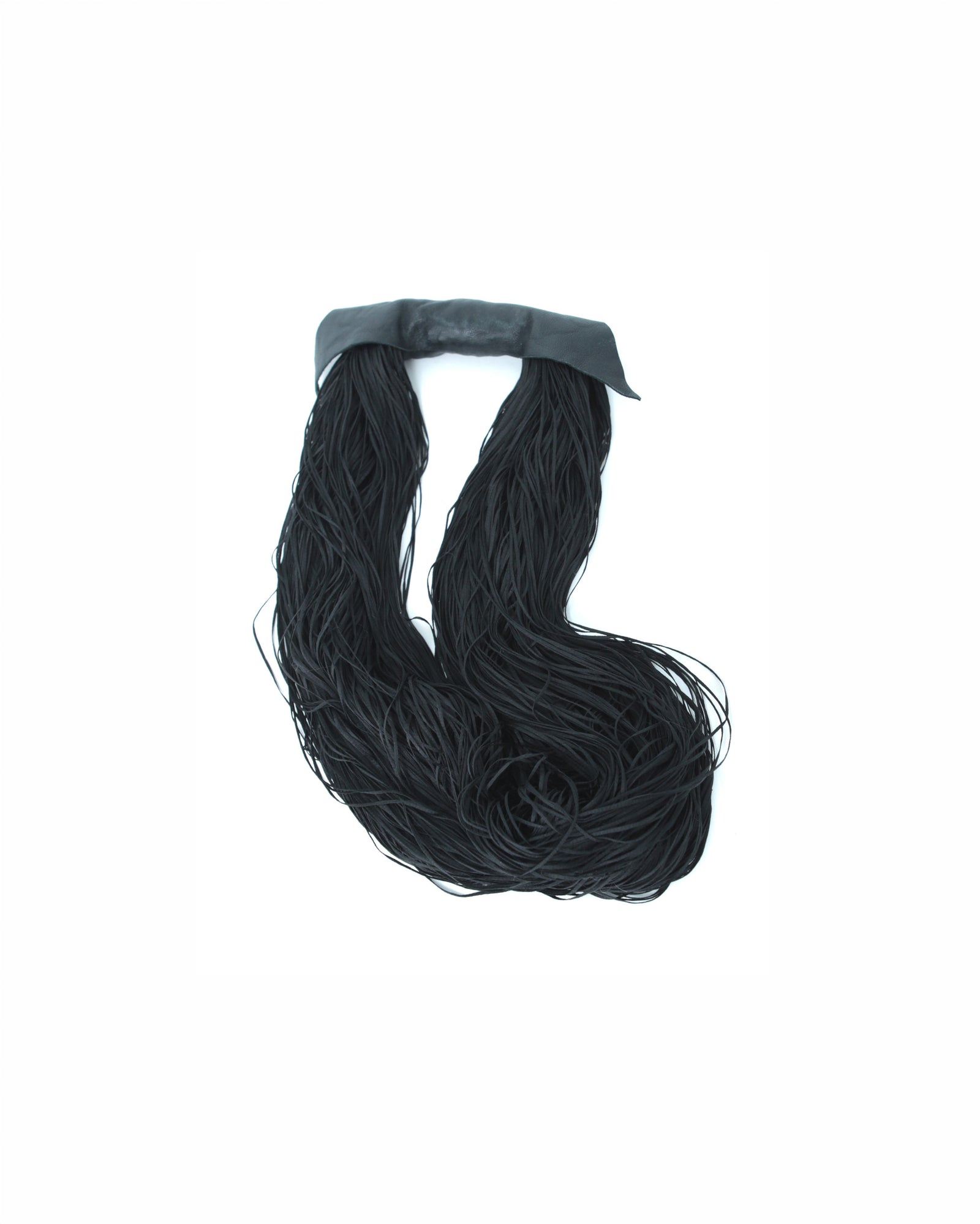 leather and silk black fringe necklace