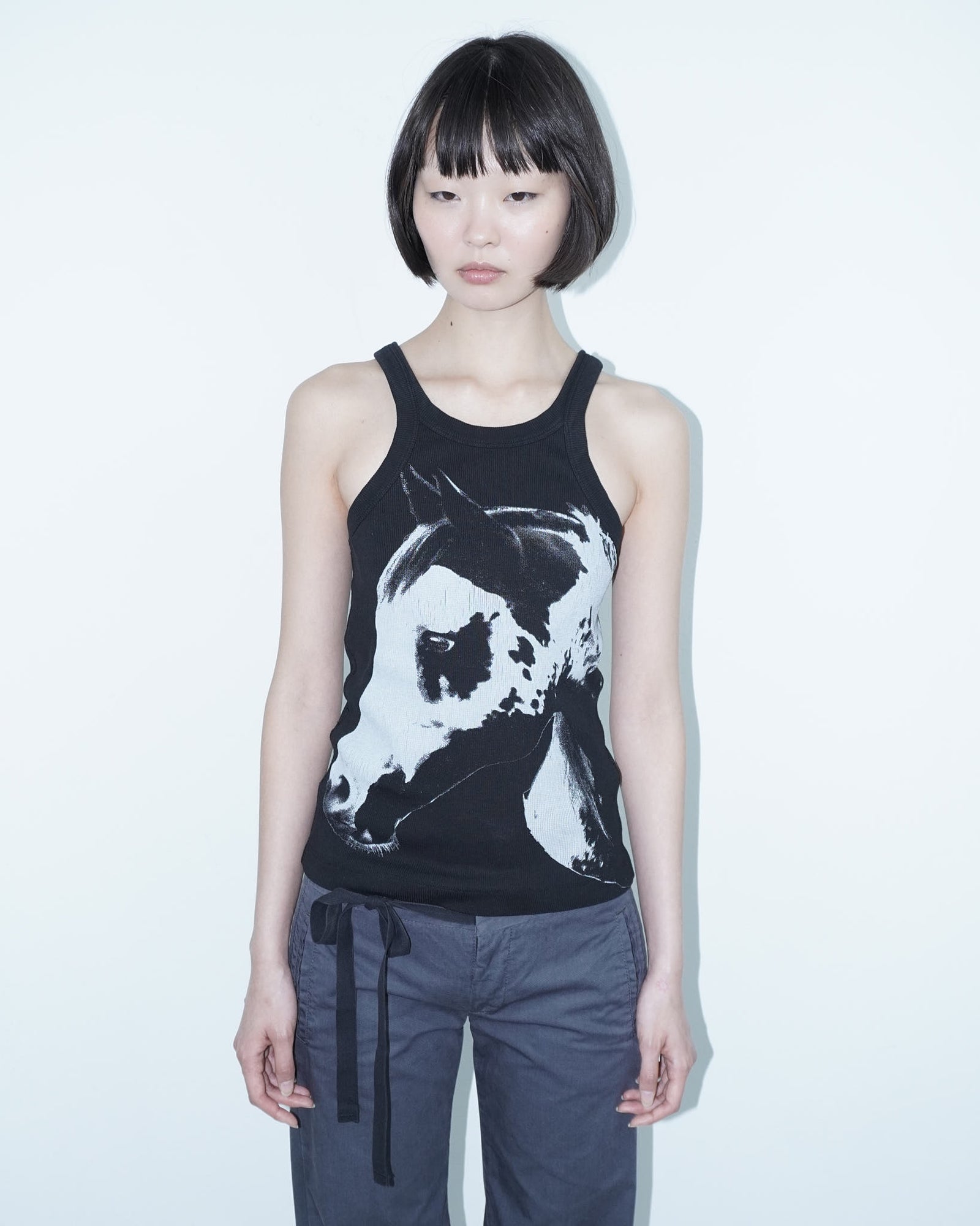 black & white horse tank top