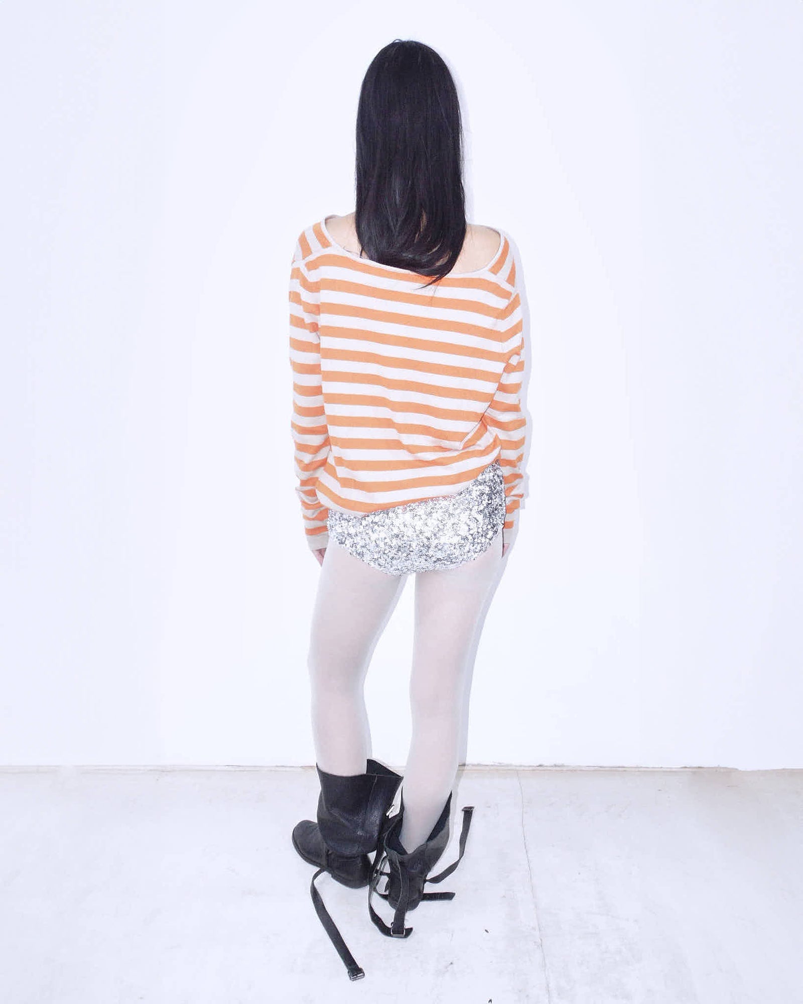 button up orange striped cardigan