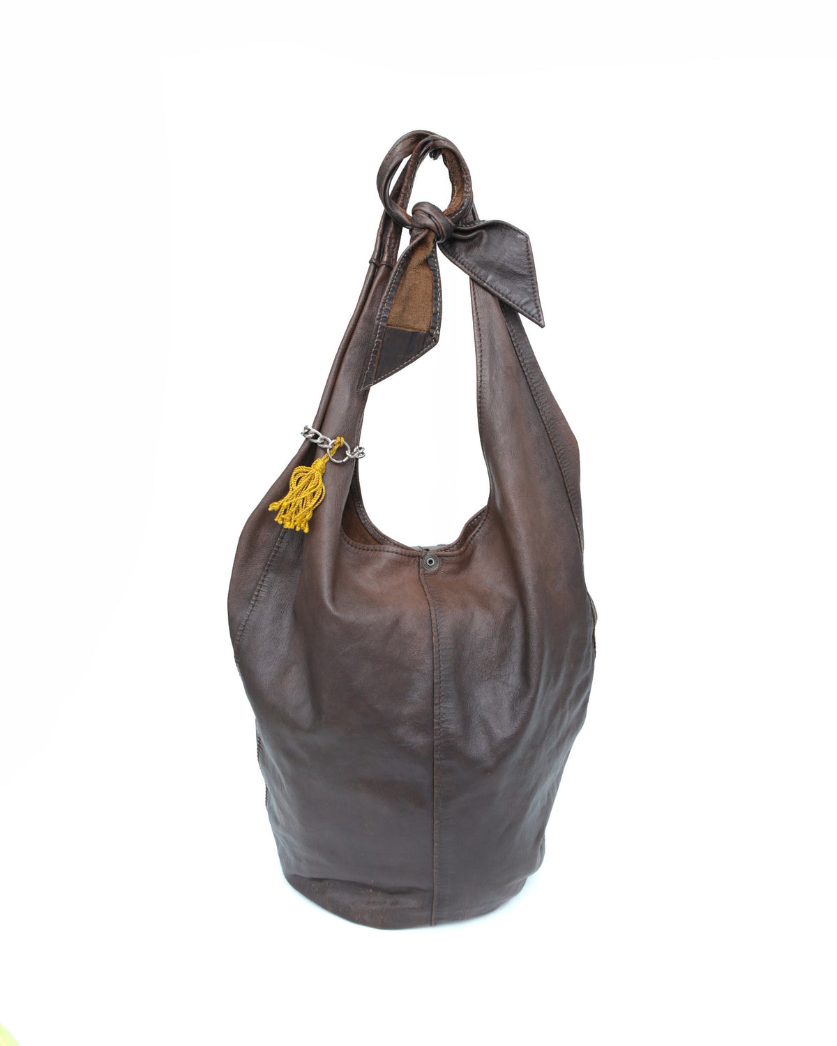 washed dark brown gradient round tote bag