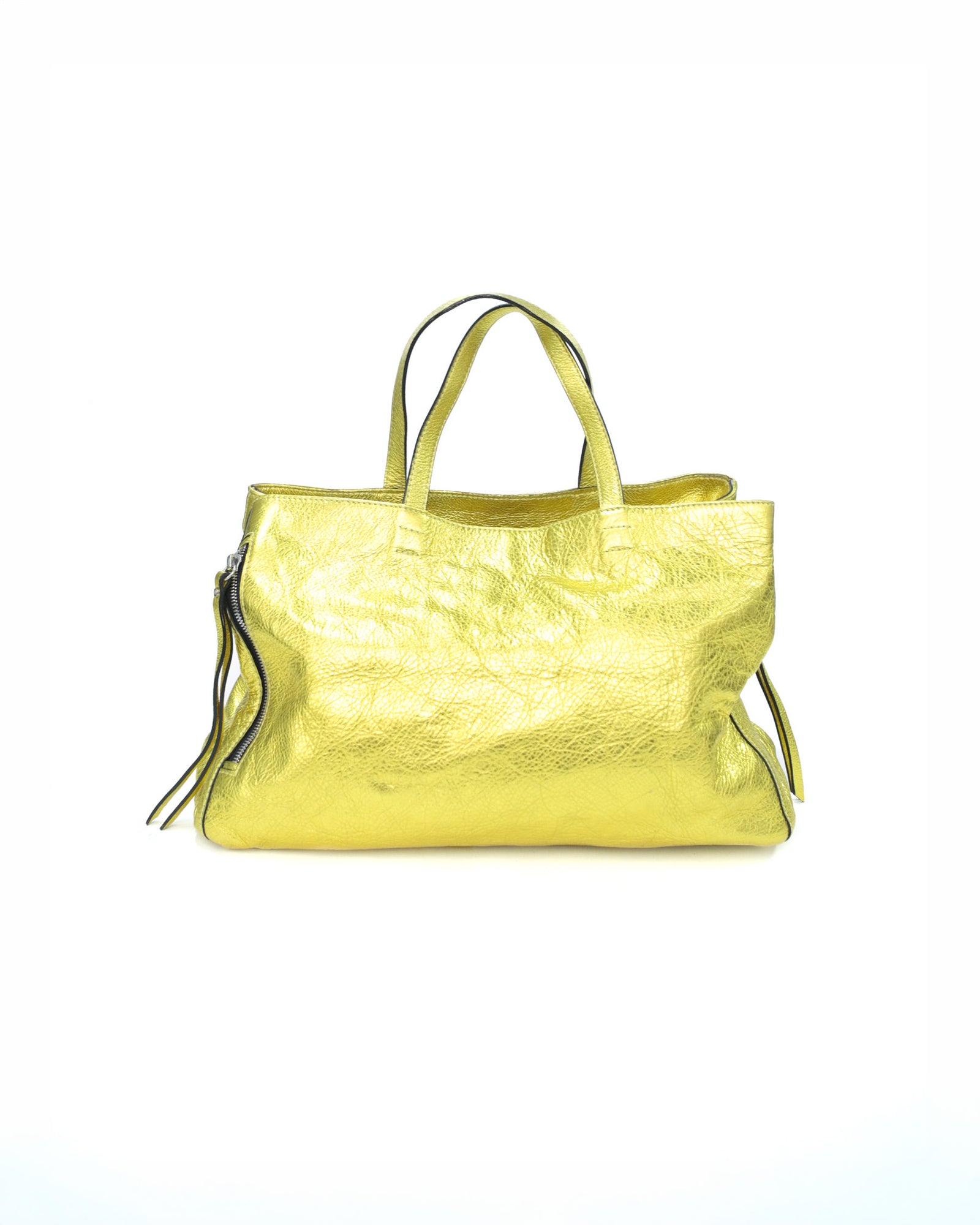 golden zipper leather bag