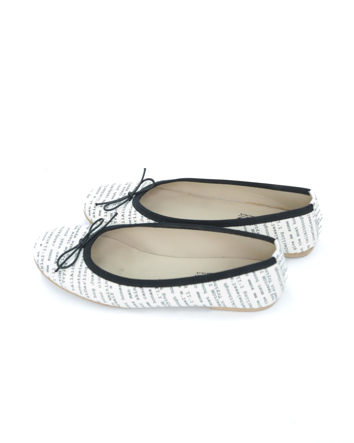 leather ballet flats with love letter print