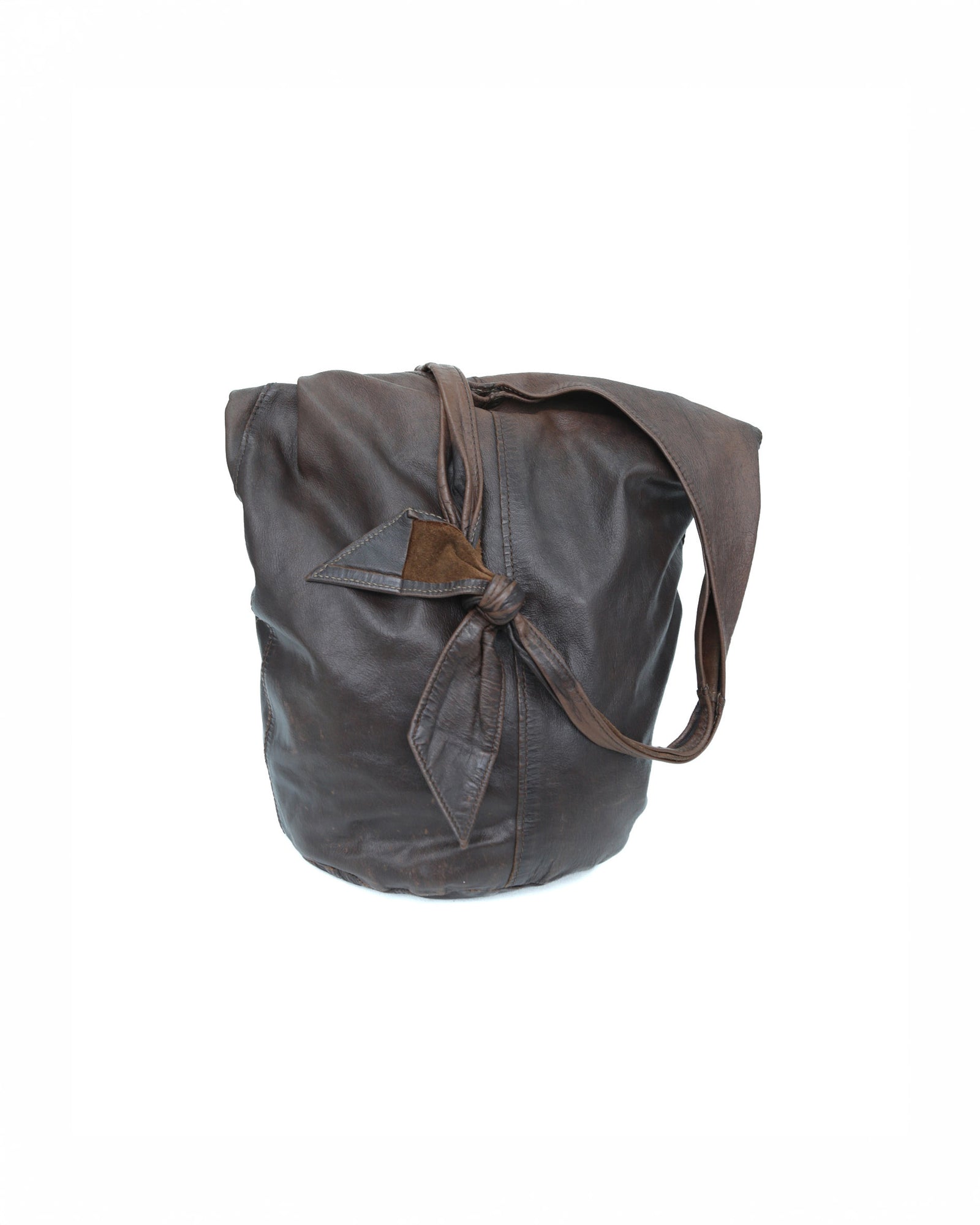 washed dark brown gradient round tote bag