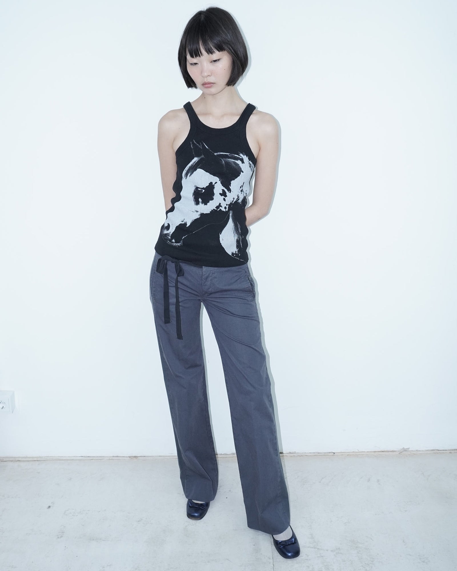 black & white horse tank top