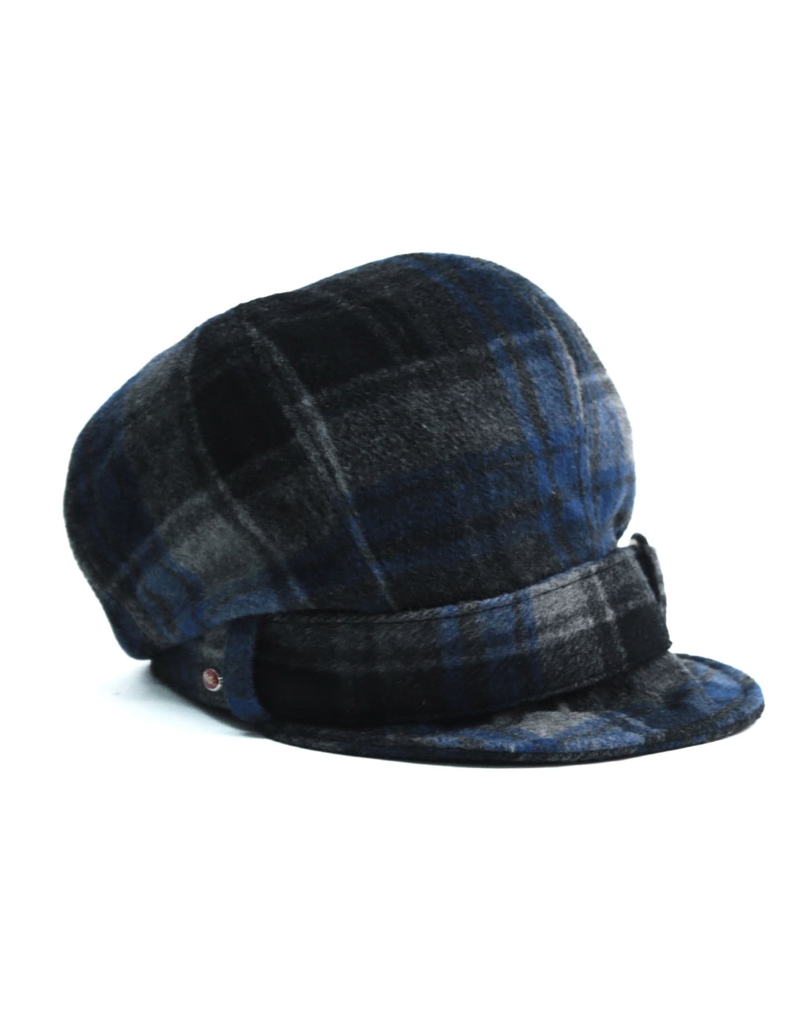 wool blue and grey plaid oversized hat