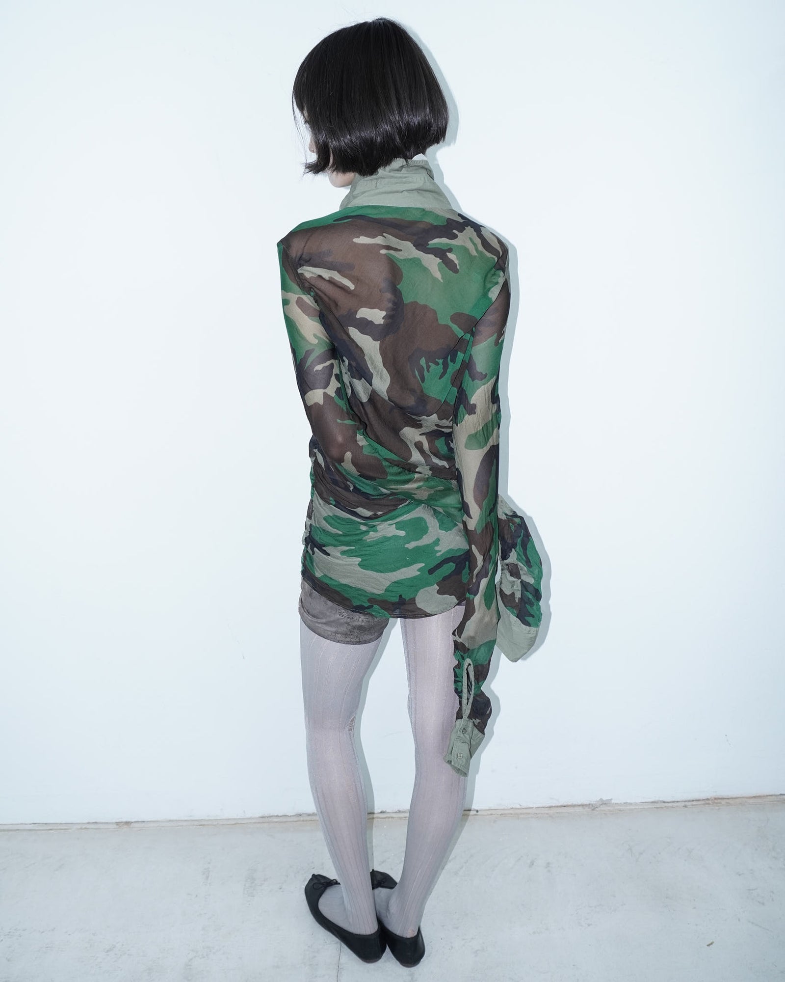 camouflage silk shirt with long sleeves
