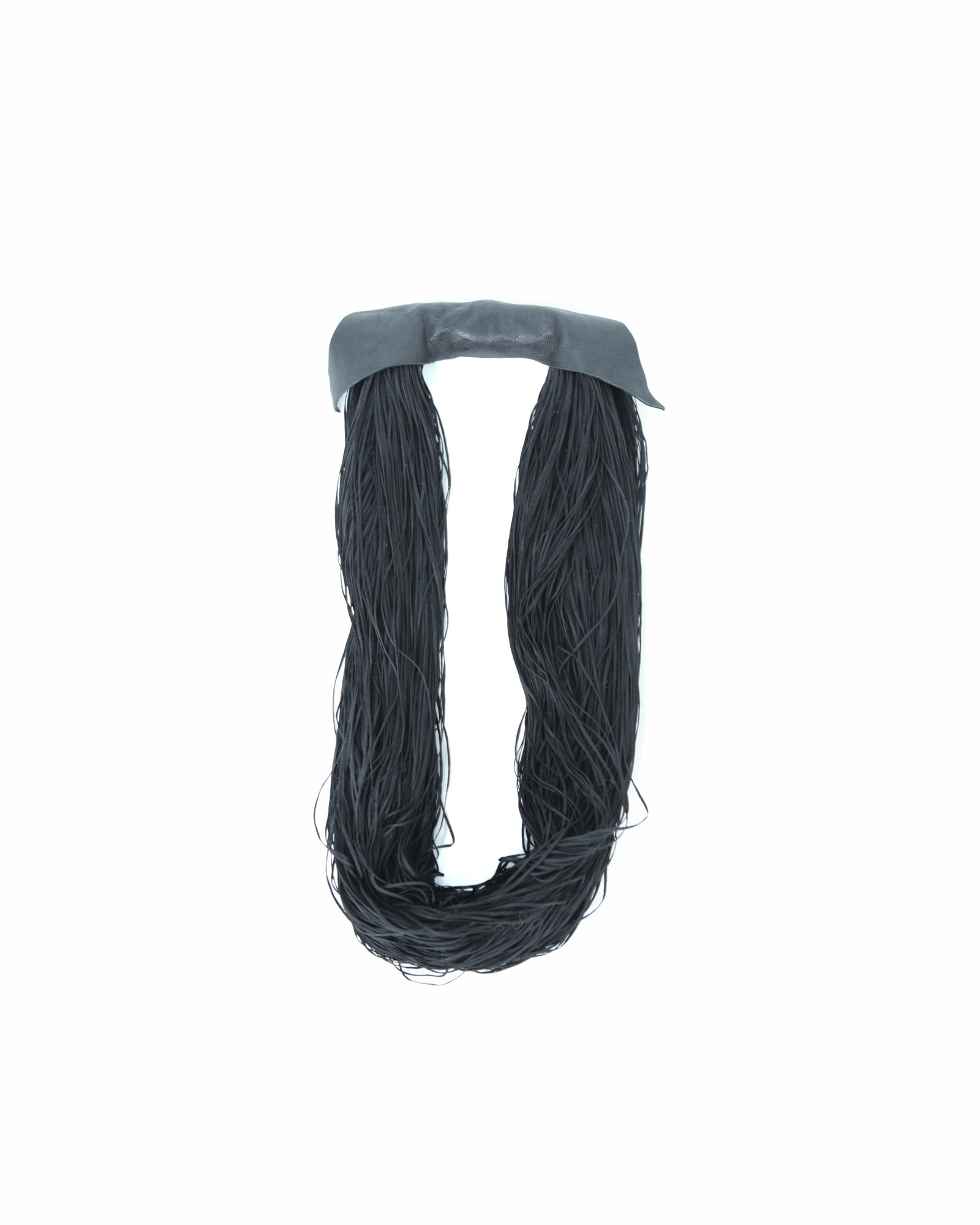 leather and silk black fringe necklace