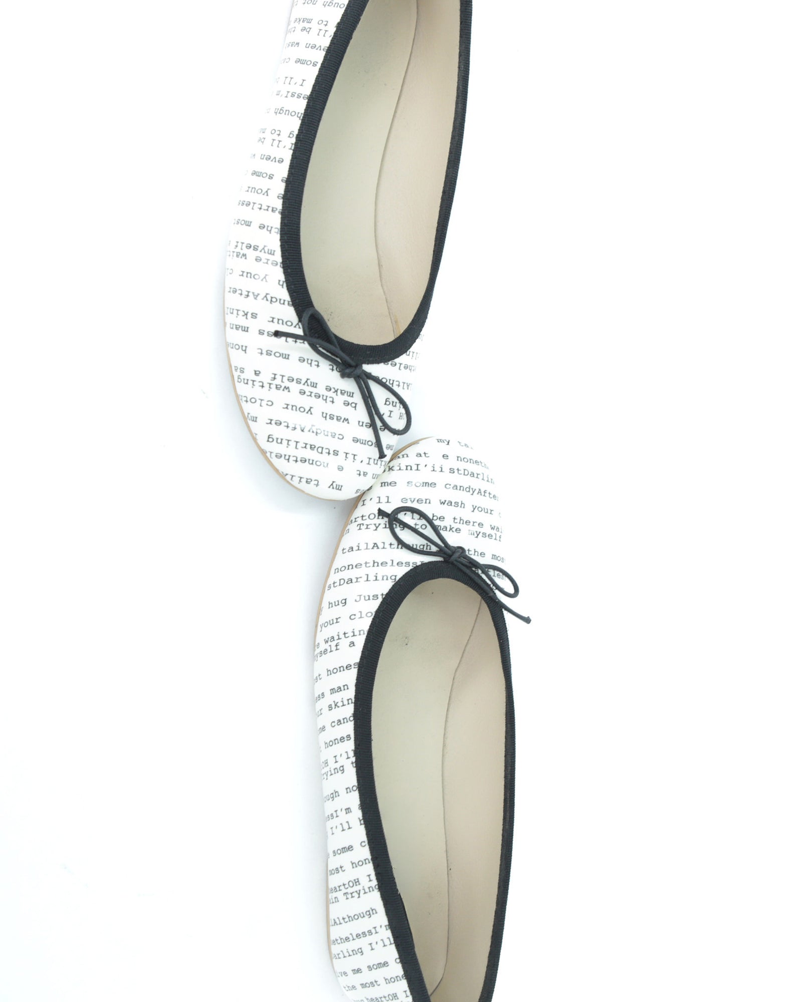 leather ballet flats with love letter print