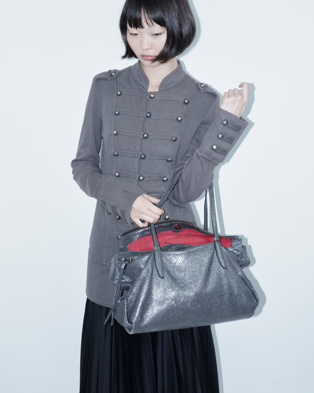 maxi silver leather flap bag