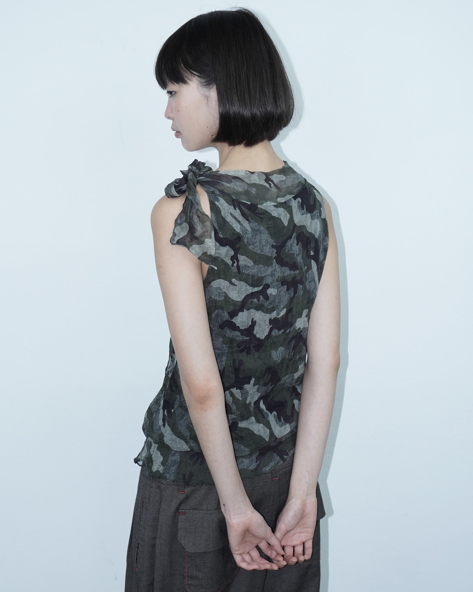 camouflage silk top