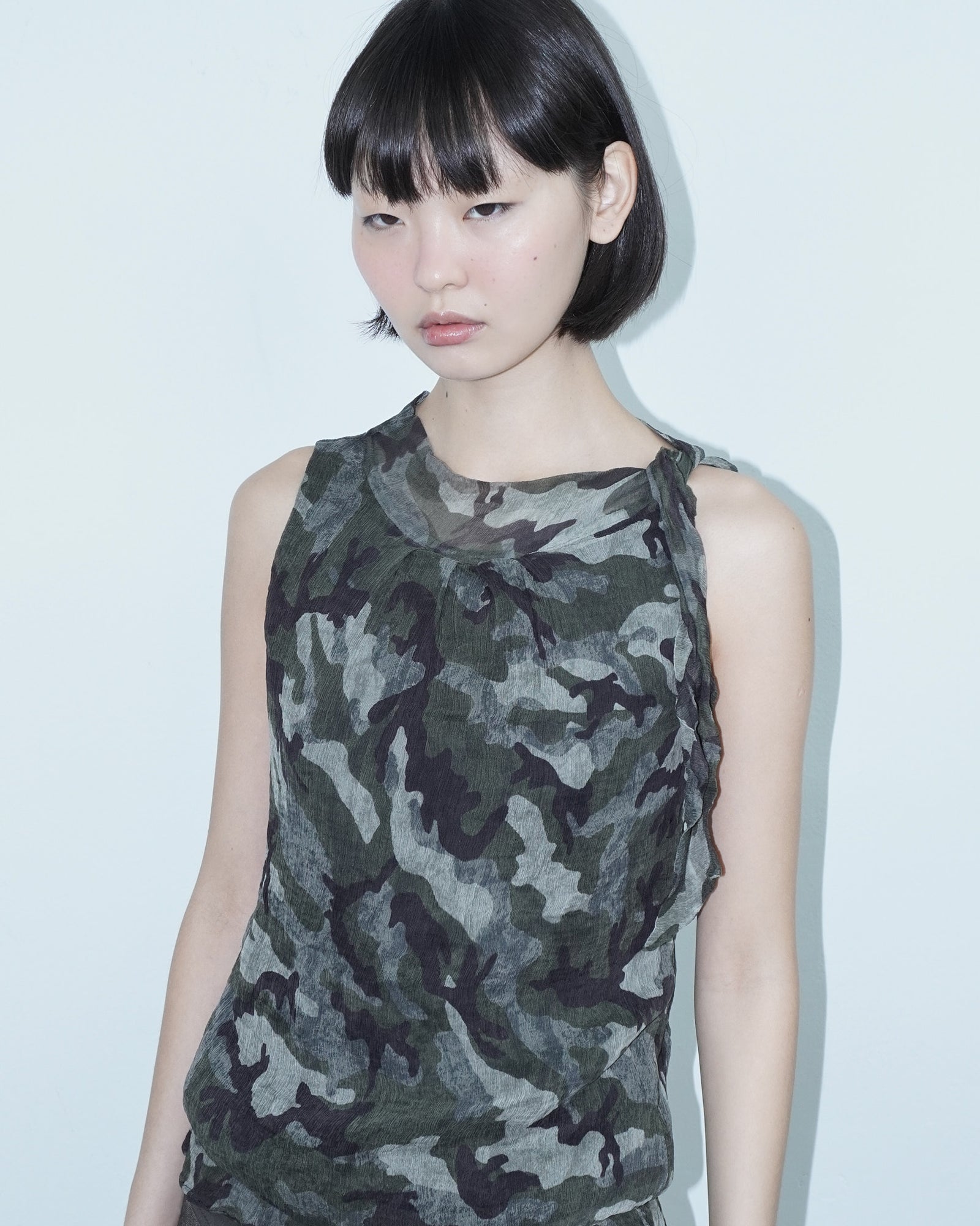 camouflage silk top