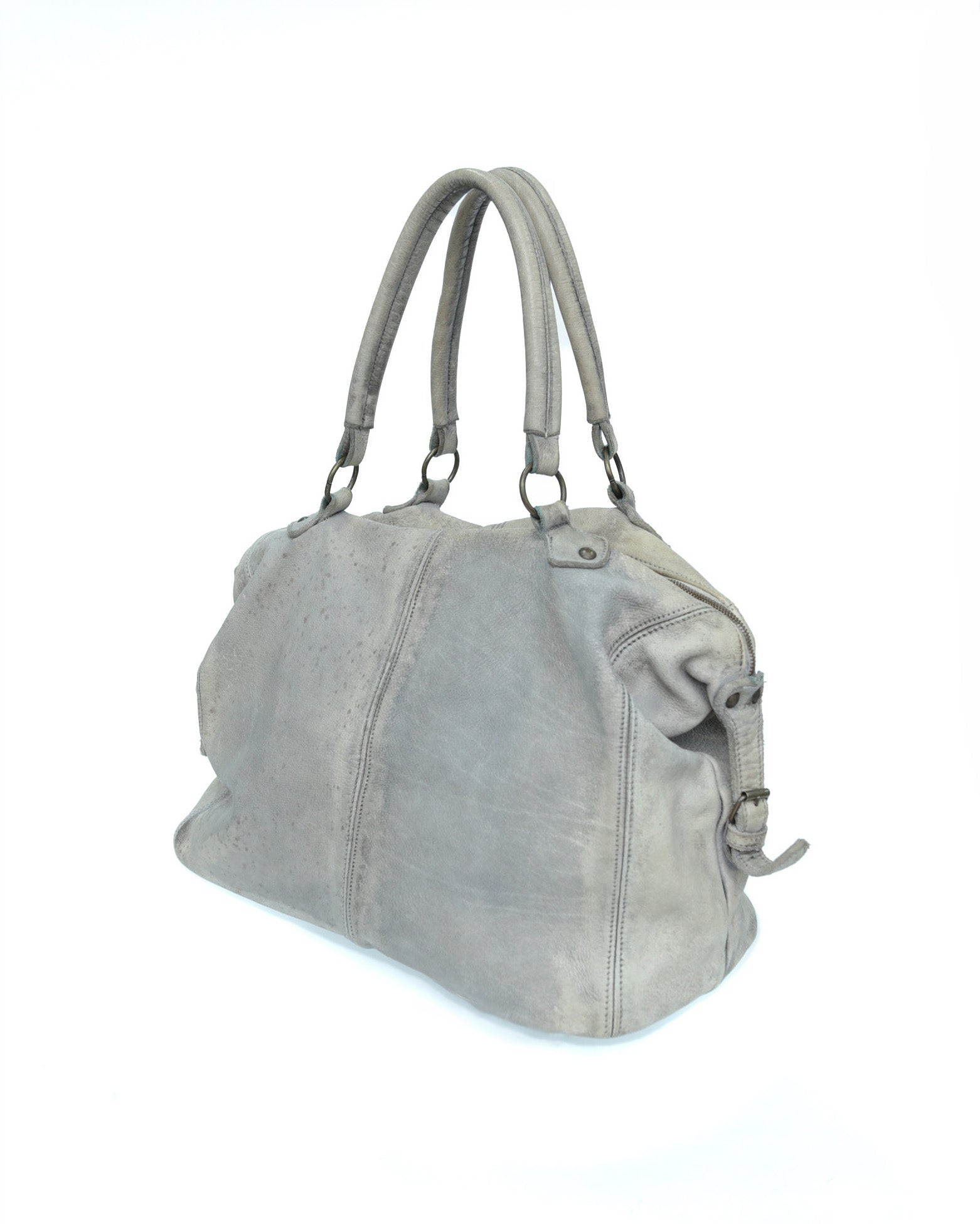 large washed taupe soft leather bag