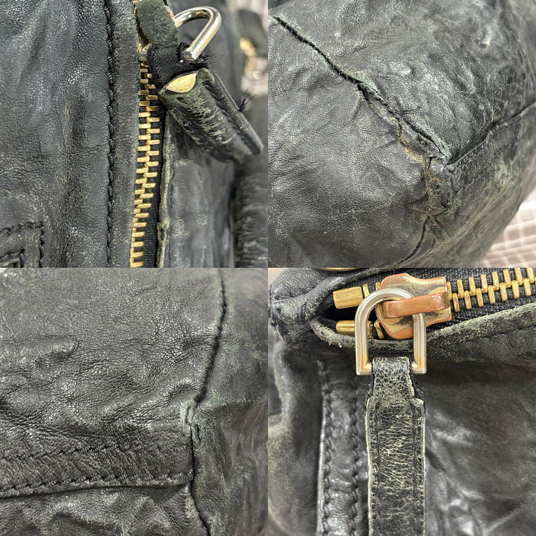 pandora black leather bag with golden hardware
